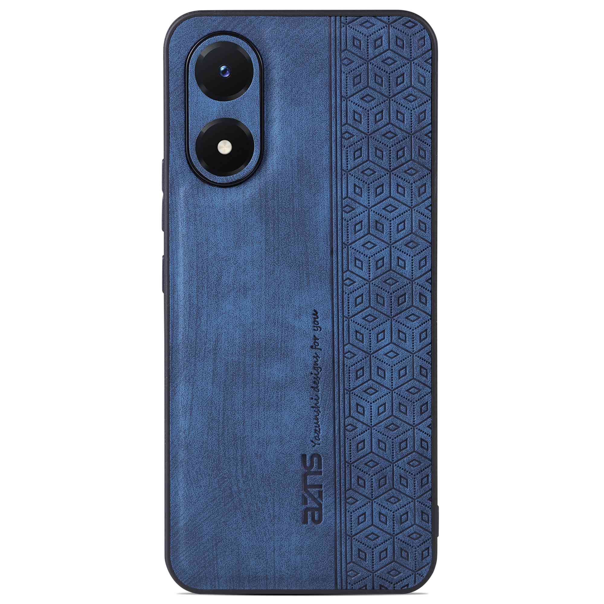 AZNS For vivo Y02s 4G / Y16 4G Imprinted Pattern Phone Case PU Leather Coated TPU Scratch-resistant Back Cover - Blue