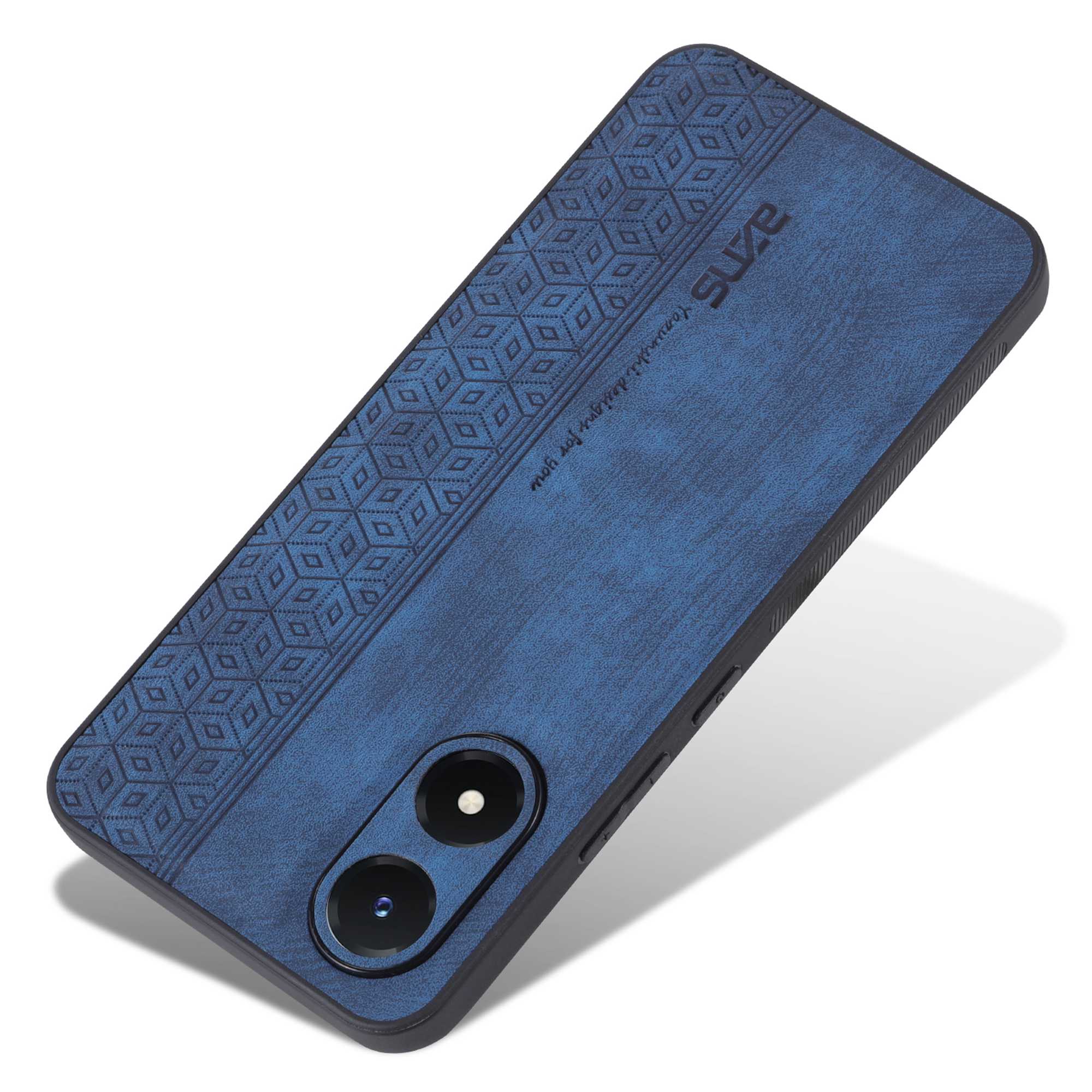 AZNS For vivo Y02s 4G / Y16 4G Imprinted Pattern Phone Case PU Leather Coated TPU Scratch-resistant Back Cover - Blue