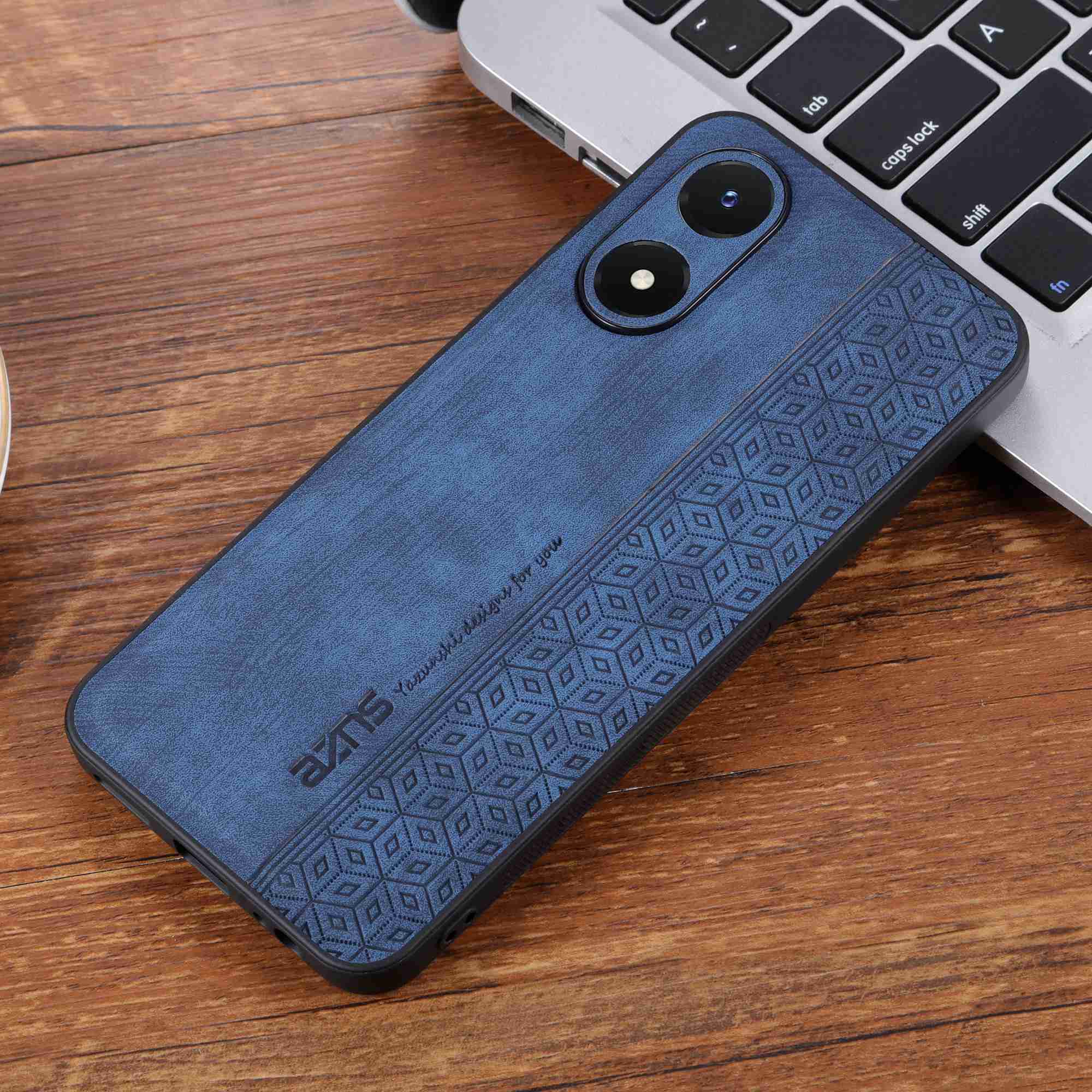 AZNS For vivo Y02s 4G / Y16 4G Imprinted Pattern Phone Case PU Leather Coated TPU Scratch-resistant Back Cover - Blue