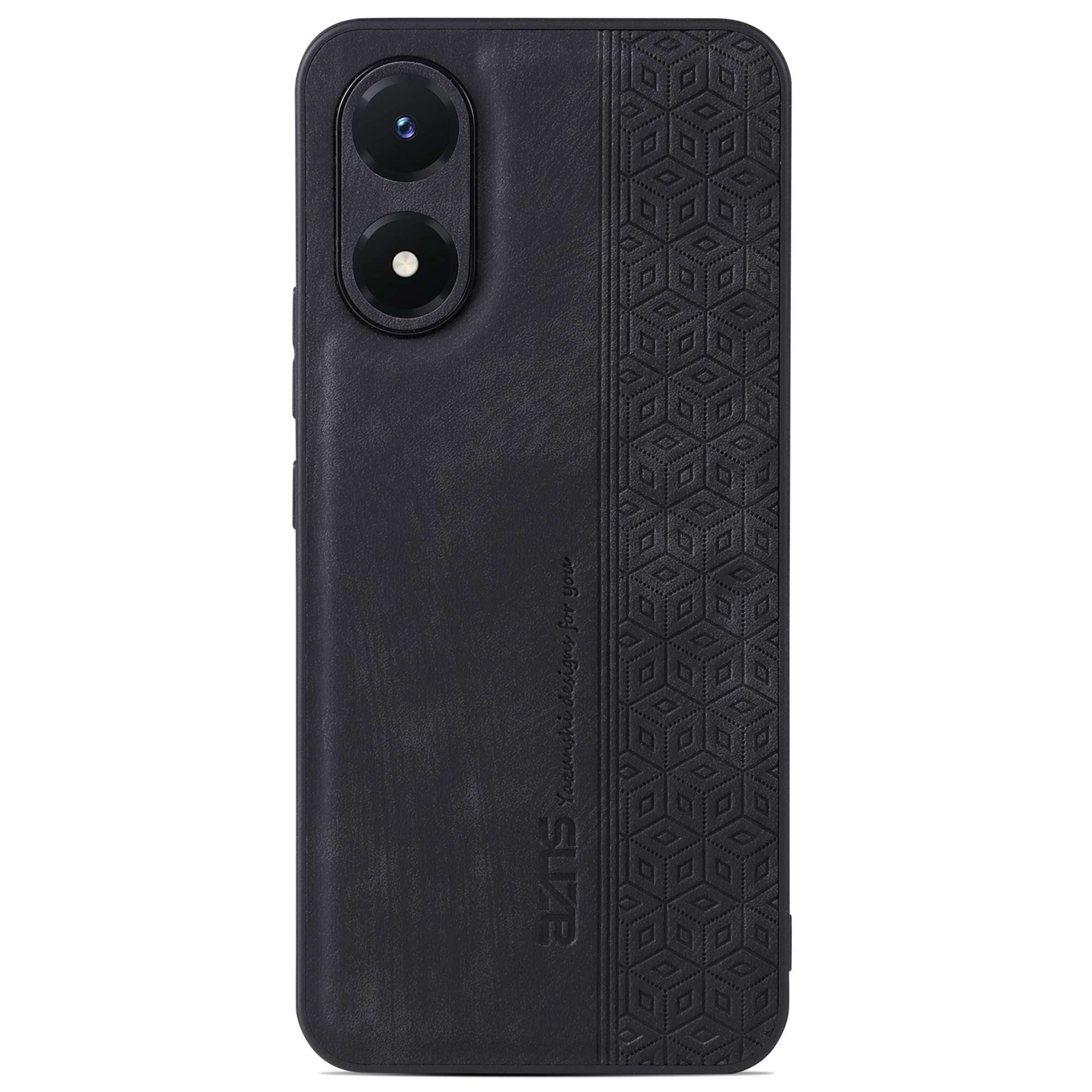 AZNS For vivo Y02s 4G / Y16 4G Imprinted Pattern Phone Case PU Leather Coated TPU Scratch-resistant Back Cover - Black