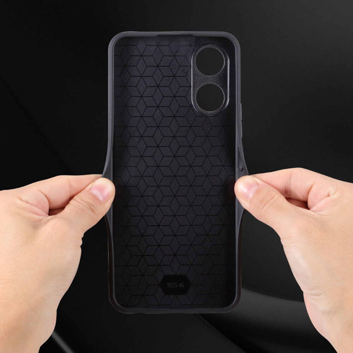 AZNS For vivo Y02s 4G / Y16 4G Imprinted Pattern Phone Case PU Leather Coated TPU Scratch-resistant Back Cover - Black