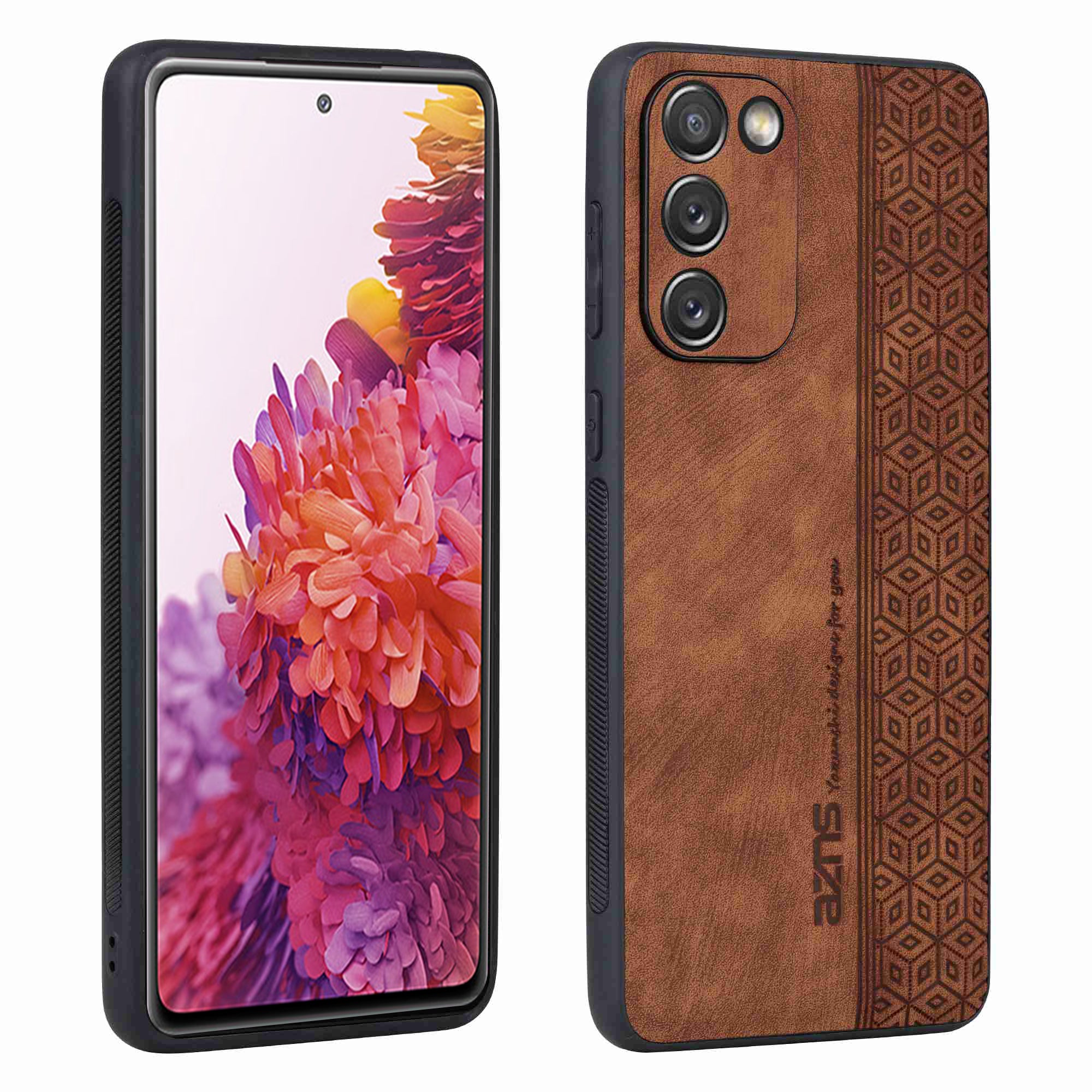 AZNS For Samsung Galaxy S20 FE 5G / S20 FE / S20 FE 2022 / S20 Lite Imprinted Pattern PU Leather Coated TPU Cover Anti-scratch Phone Case - Brown