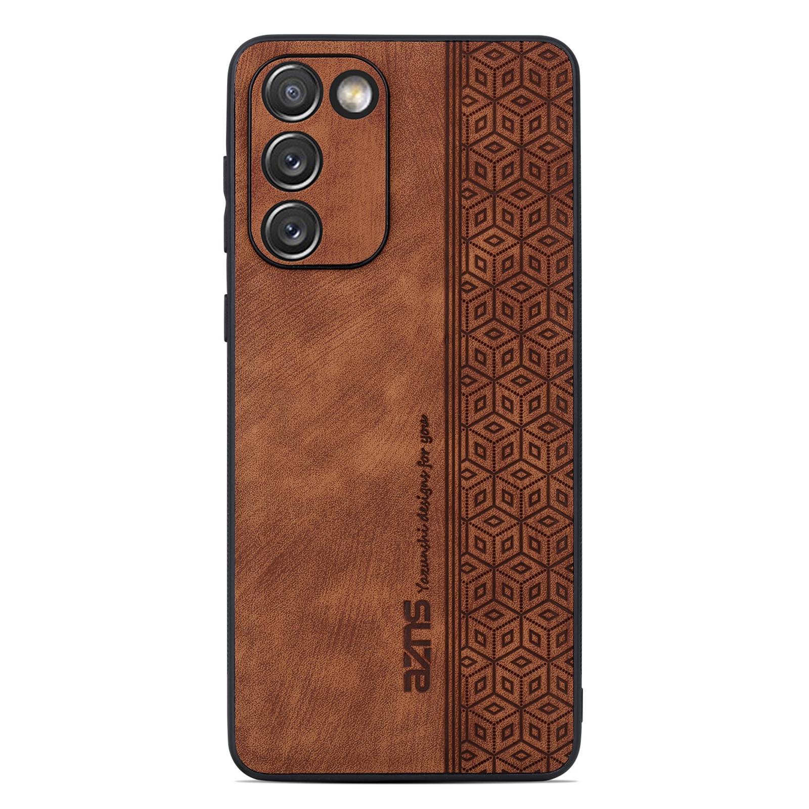 AZNS For Samsung Galaxy S20 FE 5G / S20 FE / S20 FE 2022 / S20 Lite Imprinted Pattern PU Leather Coated TPU Cover Anti-scratch Phone Case - Brown