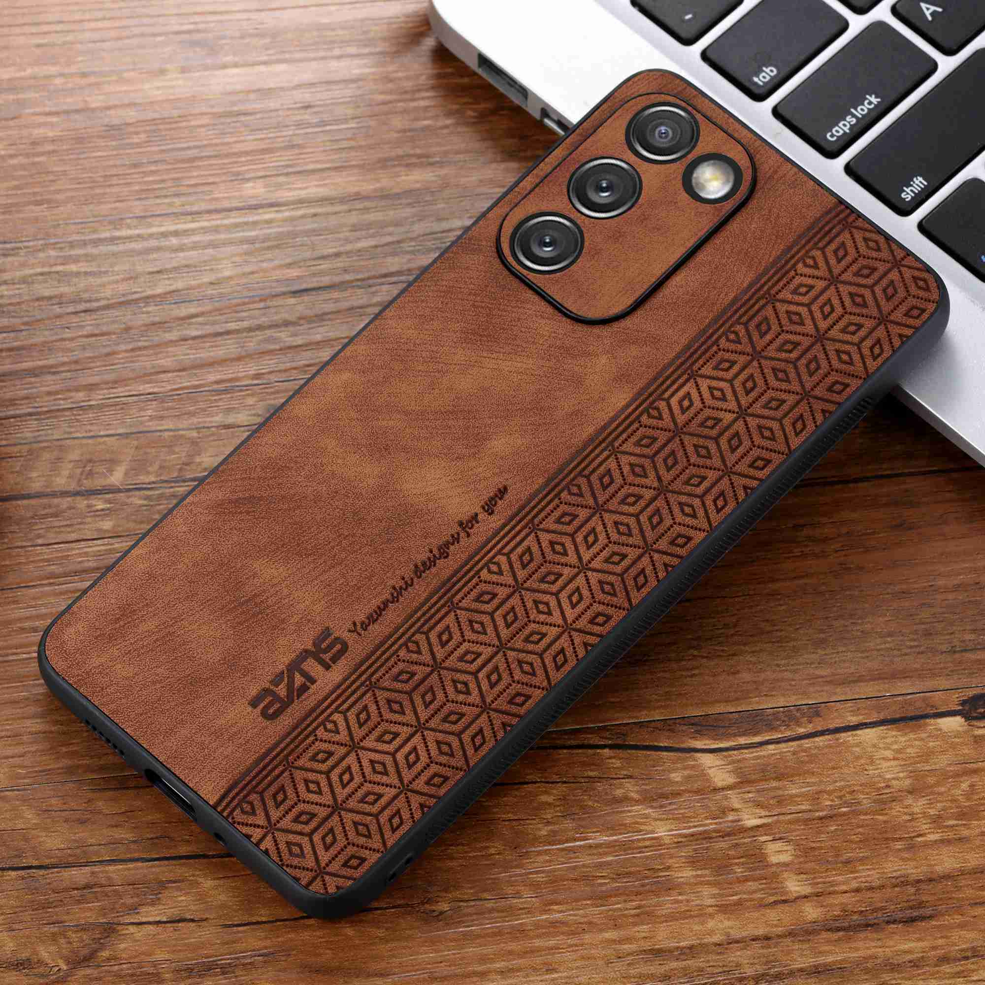 AZNS For Samsung Galaxy S20 FE 5G / S20 FE / S20 FE 2022 / S20 Lite Imprinted Pattern PU Leather Coated TPU Cover Anti-scratch Phone Case - Brown