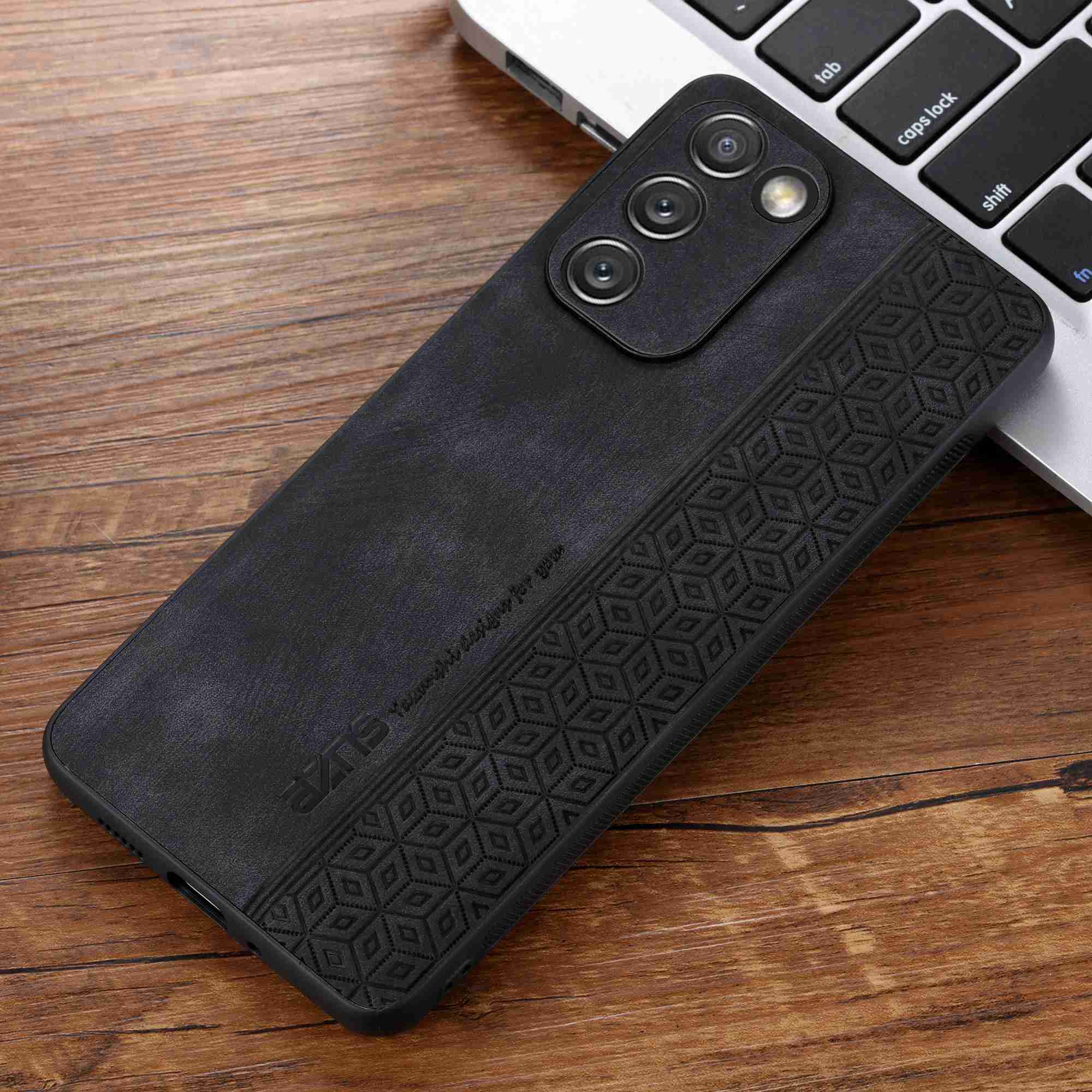 AZNS For Samsung Galaxy S20 FE 5G / S20 FE / S20 FE 2022 / S20 Lite Imprinted Pattern PU Leather Coated TPU Cover Anti-scratch Phone Case - Black