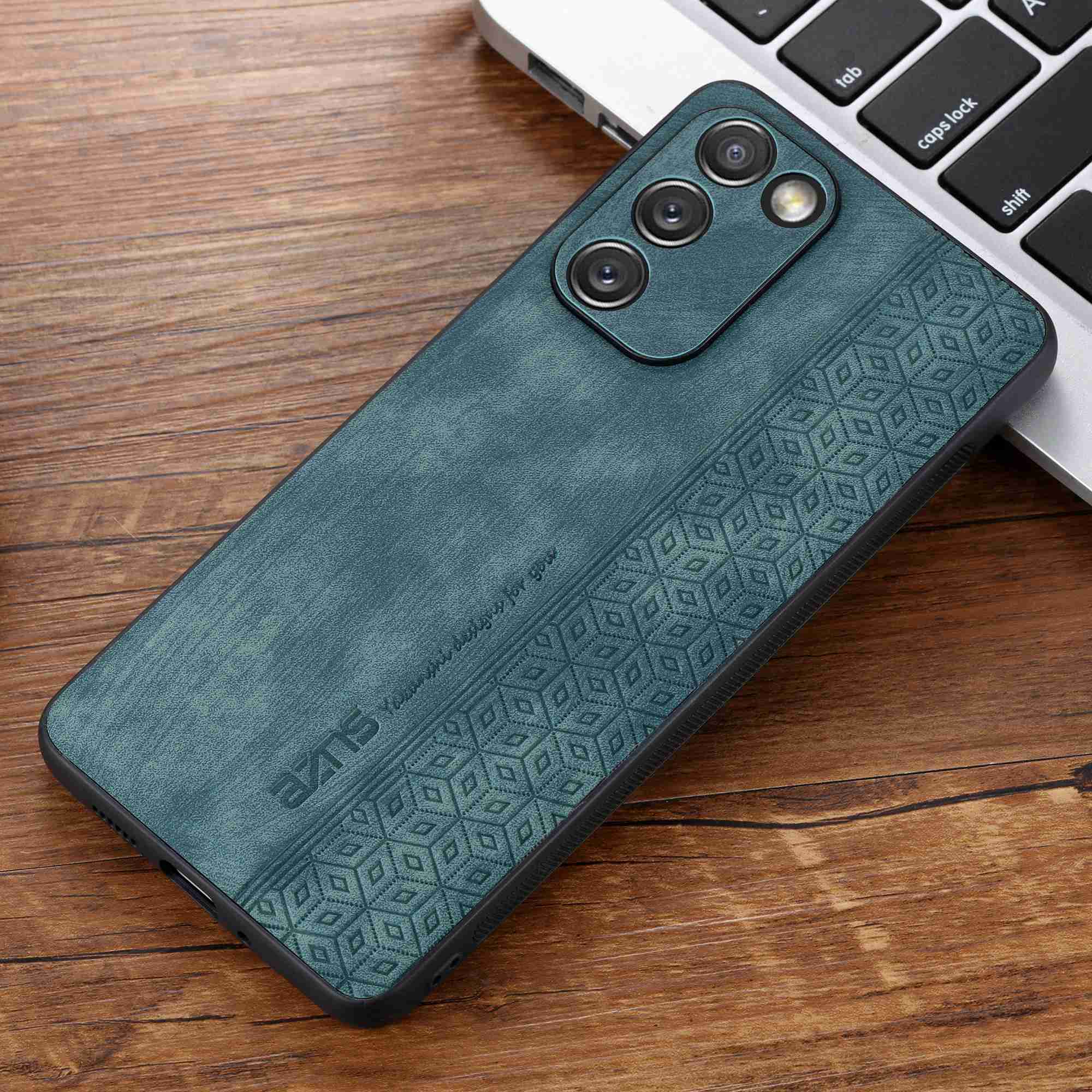 AZNS For Samsung Galaxy S20 FE 5G / S20 FE / S20 FE 2022 / S20 Lite Imprinted Pattern PU Leather Coated TPU Cover Anti-scratch Phone Case - Green