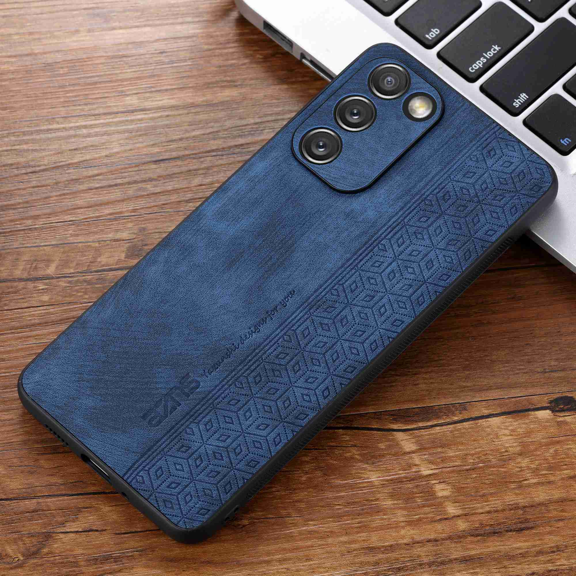 AZNS For Samsung Galaxy S20 FE 5G / S20 FE / S20 FE 2022 / S20 Lite Imprinted Pattern PU Leather Coated TPU Cover Anti-scratch Phone Case - Blue