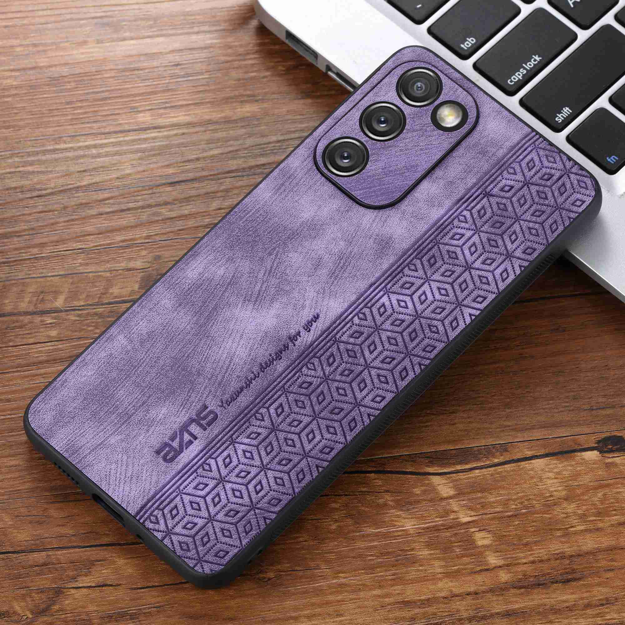 AZNS For Samsung Galaxy S20 FE 5G / S20 FE / S20 FE 2022 / S20 Lite Imprinted Pattern PU Leather Coated TPU Cover Anti-scratch Phone Case - Purple