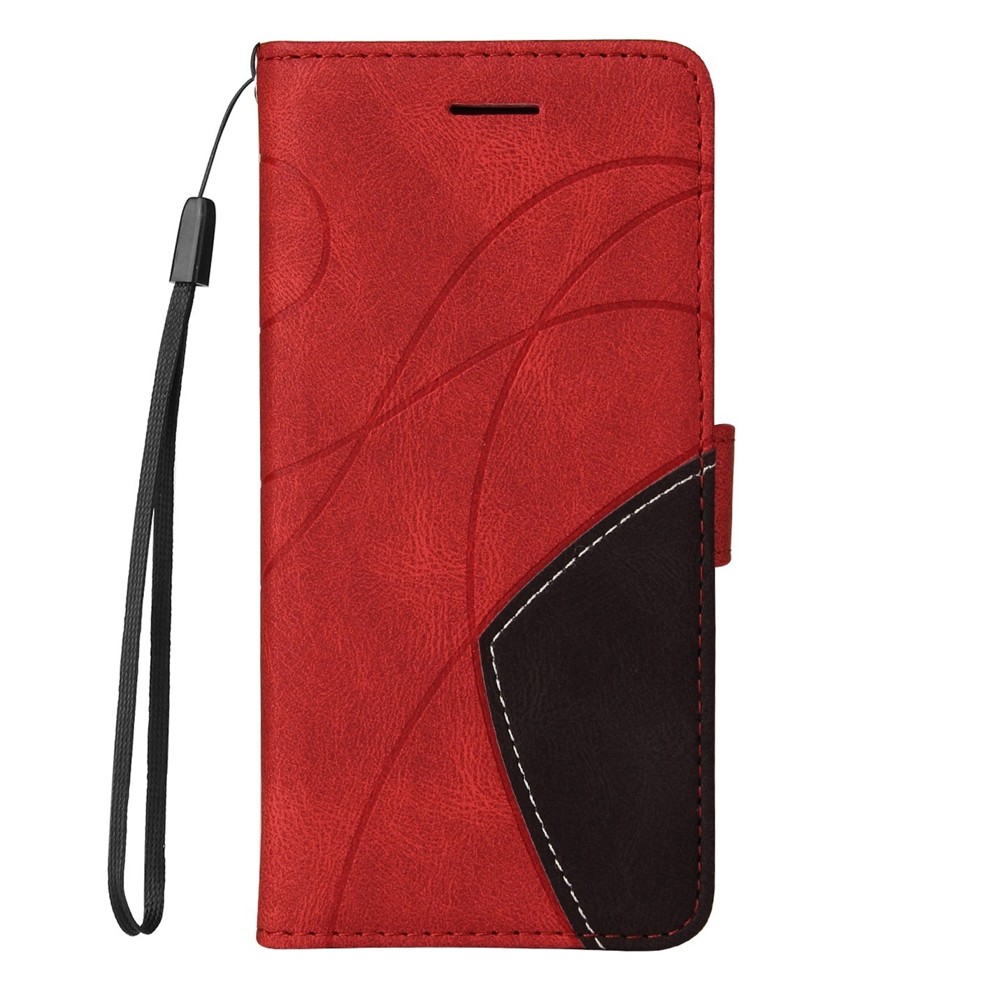 KT Leather Series-1 Phone Wallet Case for vivo Y16 4G / Y02s 4G, Splicing PU Leather Shockproof Dual-color Stand Function Phone Cover - Red