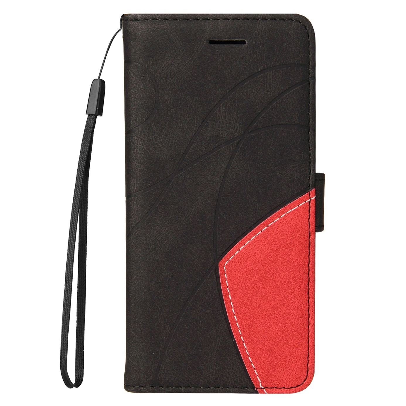 KT Leather Series-1 Phone Wallet Case for vivo Y16 4G / Y02s 4G, Splicing PU Leather Shockproof Dual-color Stand Function Phone Cover - Black