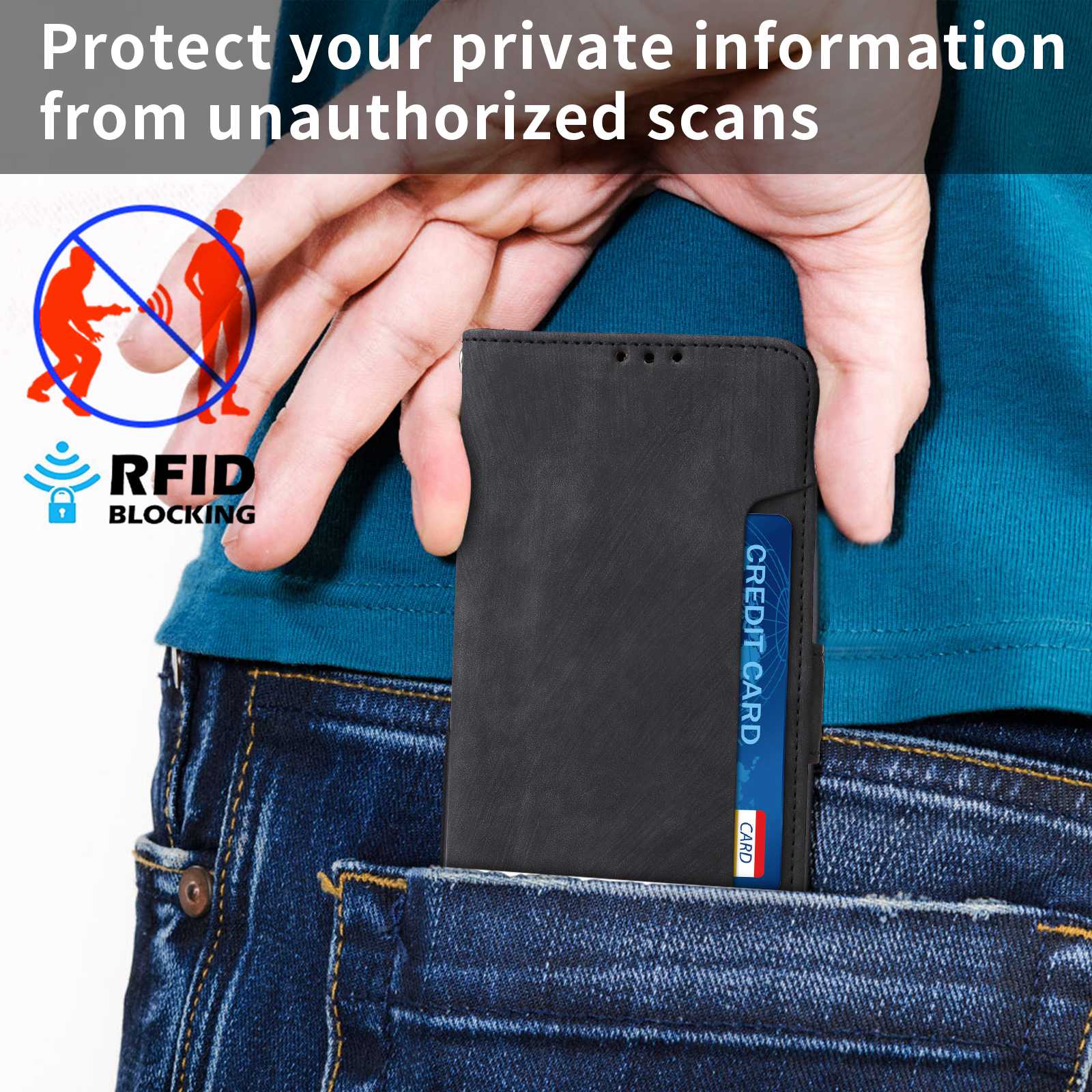 For Samsung Galaxy S20 FE 4G / FE 5G / S20 Lite / S20 FE 2022 Phone Case, Magnetic Stand RFID Blocking PU Leather Phone Cover Wallet - Black