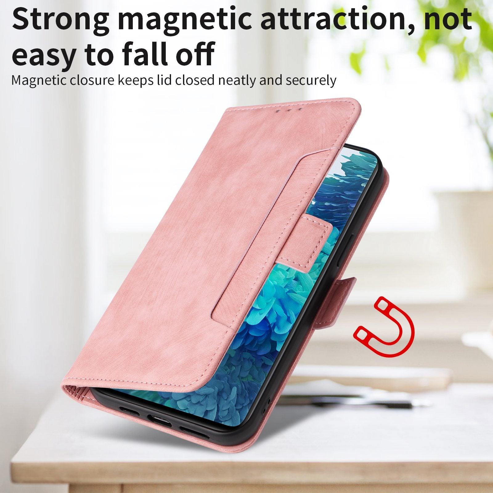 For Samsung Galaxy S20 FE 4G / FE 5G / S20 Lite / S20 FE 2022 Phone Case, Magnetic Stand RFID Blocking PU Leather Phone Cover Wallet - Pink