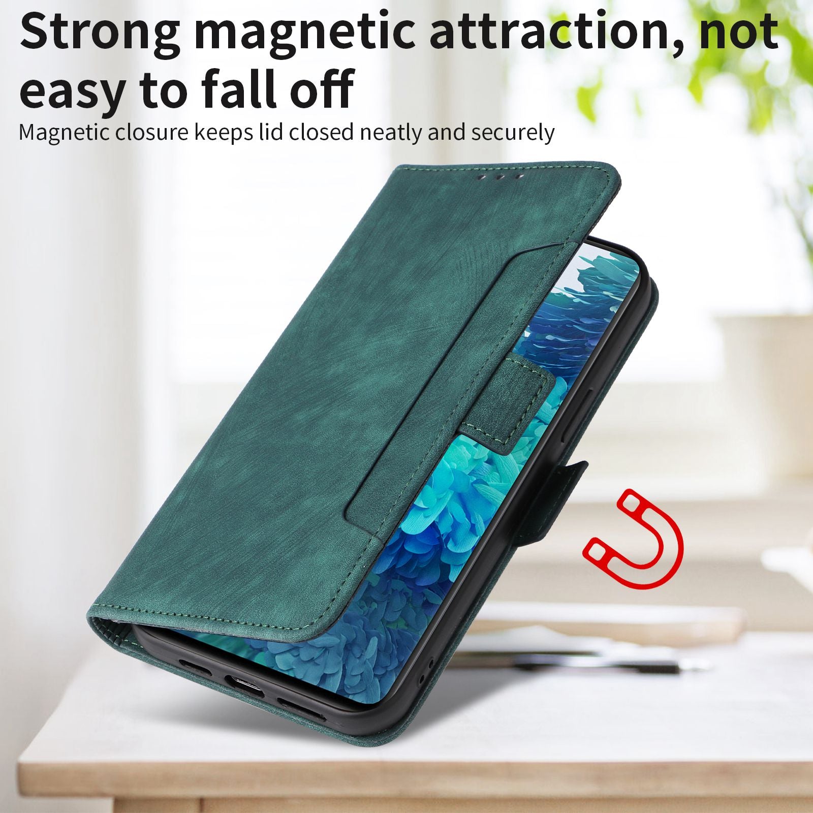 For Samsung Galaxy S20 FE 4G / FE 5G / S20 Lite / S20 FE 2022 Phone Case, Magnetic Stand RFID Blocking PU Leather Phone Cover Wallet - Green