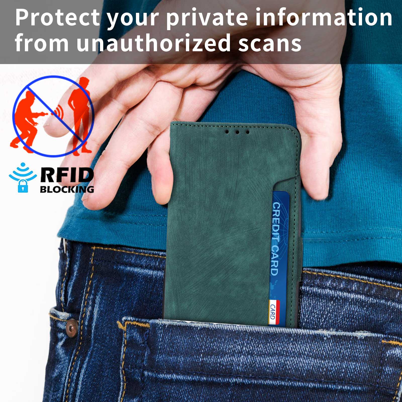 For Samsung Galaxy S20 FE 4G / FE 5G / S20 Lite / S20 FE 2022 Phone Case, Magnetic Stand RFID Blocking PU Leather Phone Cover Wallet - Green