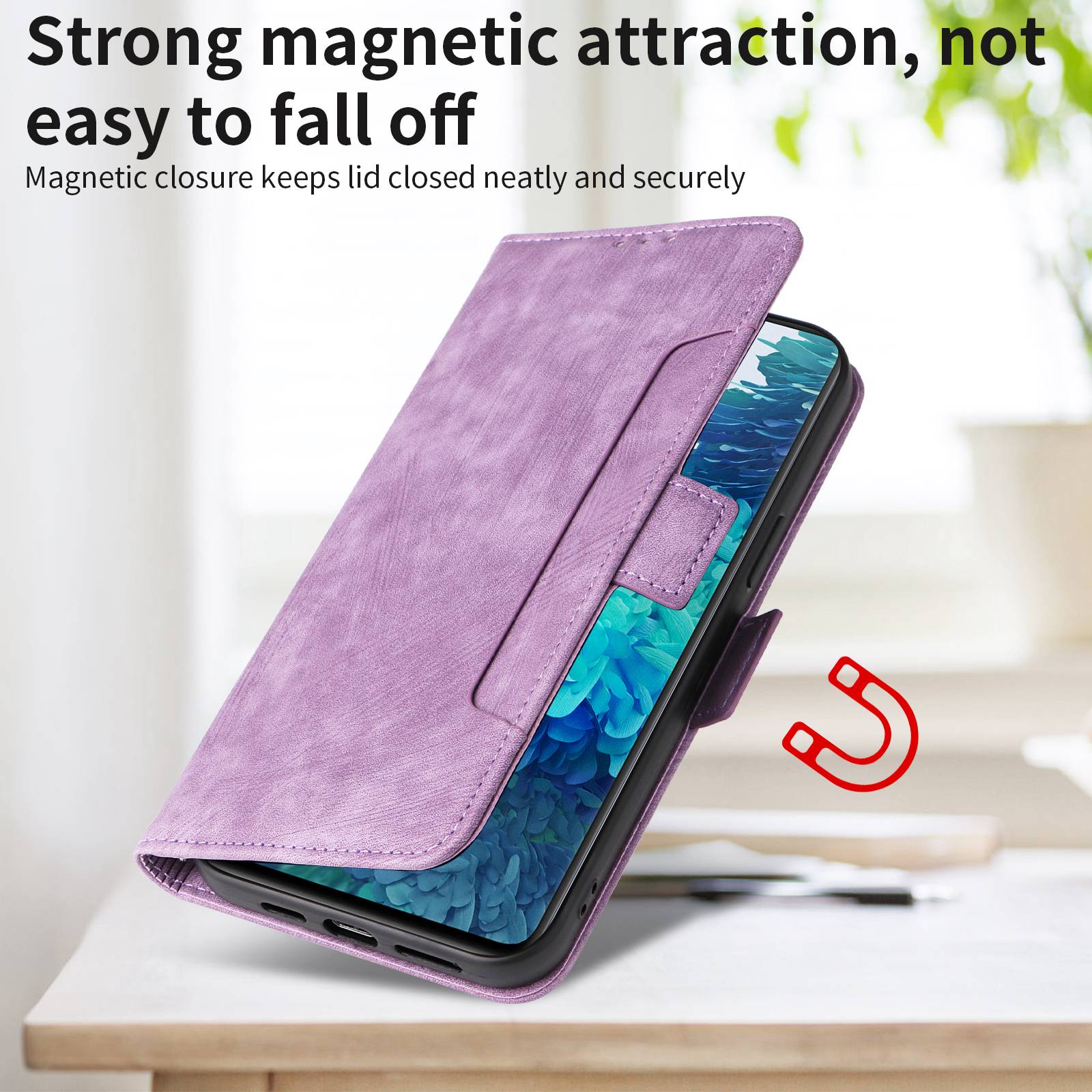 For Samsung Galaxy S20 FE 4G / FE 5G / S20 Lite / S20 FE 2022 Phone Case, Magnetic Stand RFID Blocking PU Leather Phone Cover Wallet - Purple