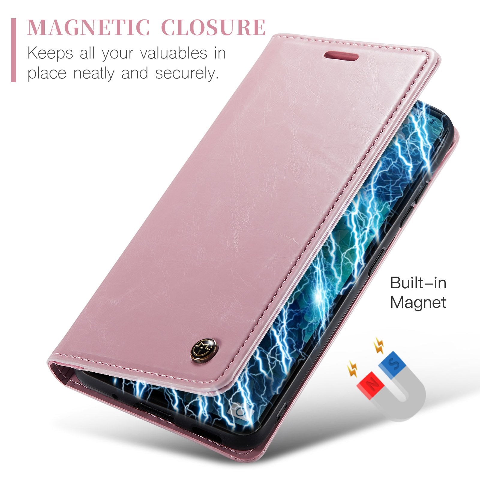 CASEME 003 Series For Samsung Galaxy S20 FE / S20 FE 5G / S20 FE 2022 / S20 Lite Shock Absorbing PU Leather Phone Case Waxy Texture Wallet Stand Cover - Pink