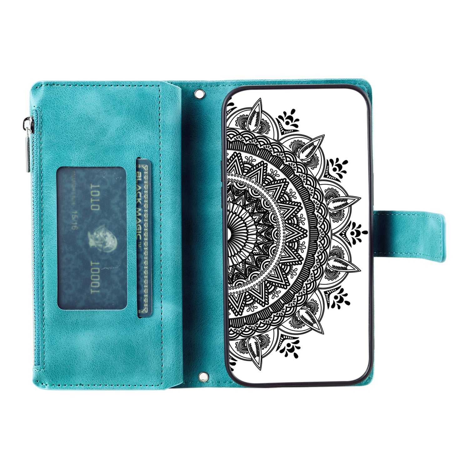 For Samsung Galaxy S20 4G / S20 5G Shockproof Case Mandala Flower Imprinted PU Leather Cover Magnetic Clasp Multi Card Slot Protective Cover with Zippered Wallet / Strap - Green