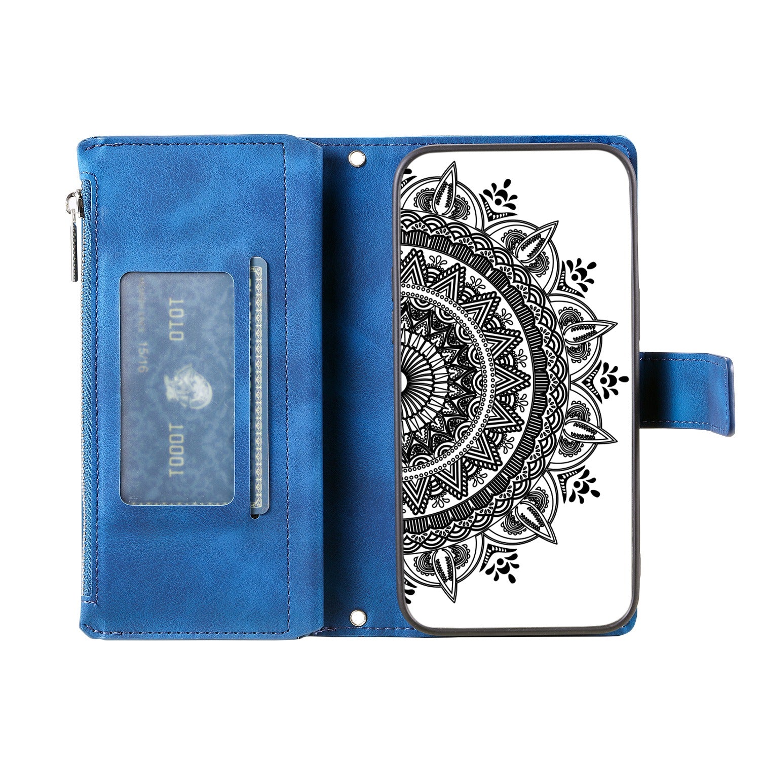 For Samsung Galaxy S20 4G / S20 5G Shockproof Case Mandala Flower Imprinted PU Leather Cover Magnetic Clasp Multi Card Slot Protective Cover with Zippered Wallet / Strap - Blue