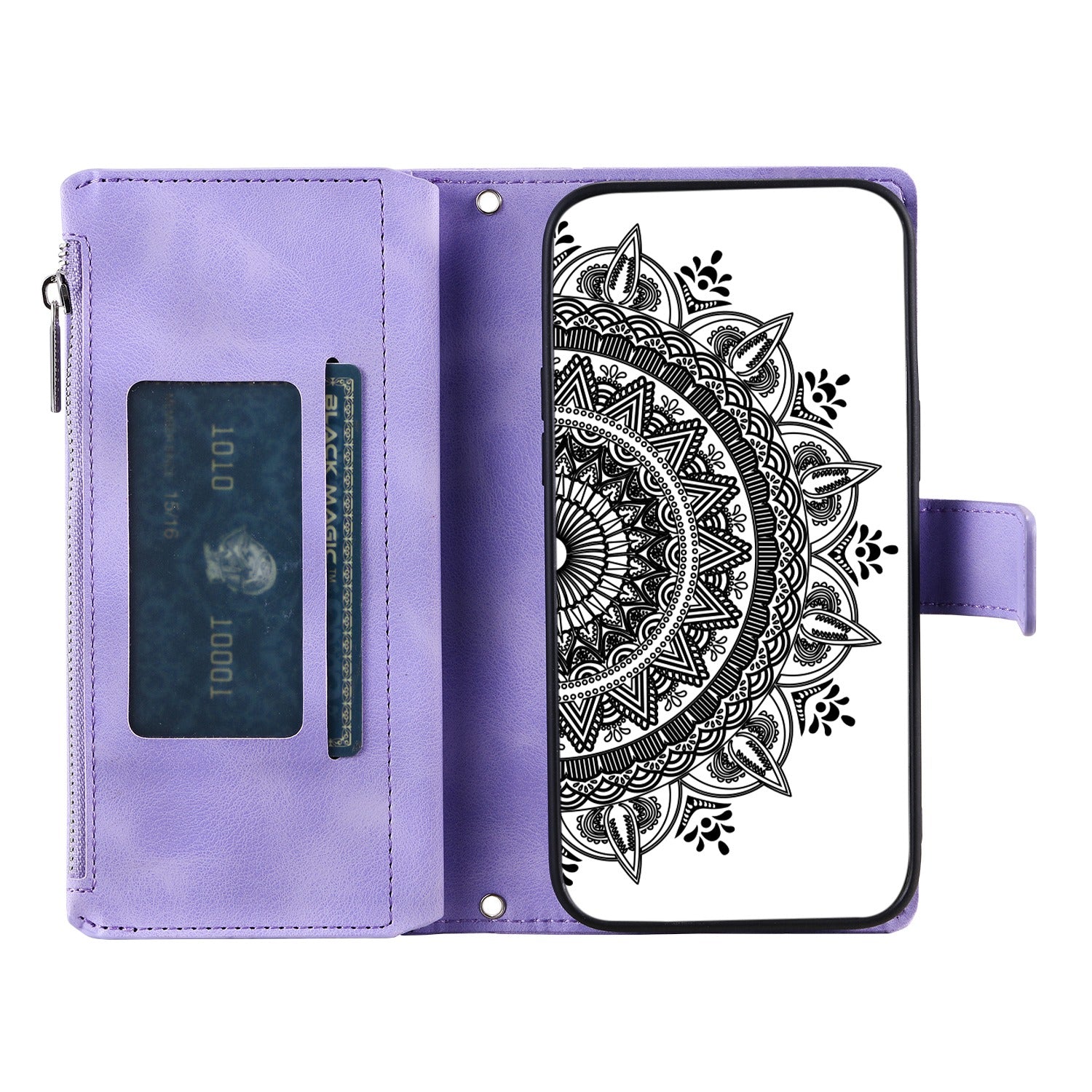 For Samsung Galaxy S20 4G / S20 5G Shockproof Case Mandala Flower Imprinted PU Leather Cover Magnetic Clasp Multi Card Slot Protective Cover with Zippered Wallet / Strap - Purple