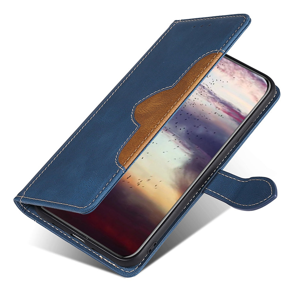 For vivo Y16 4G / Y02s 4G Book Style Skin-touch PU Leather Protective Case Straw Hat Pattern Stand Phone Wallet Cover - Blue