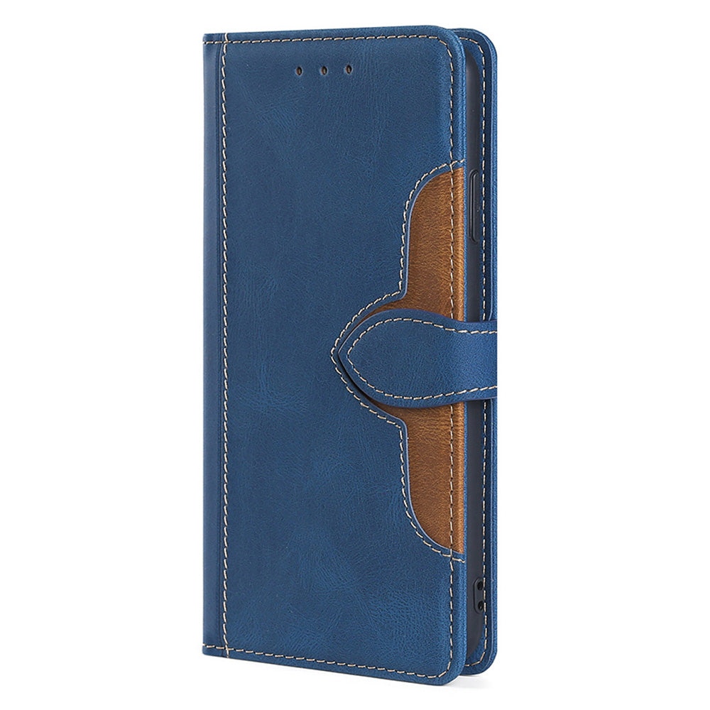 For vivo Y16 4G / Y02s 4G Book Style Skin-touch PU Leather Protective Case Straw Hat Pattern Stand Phone Wallet Cover - Blue