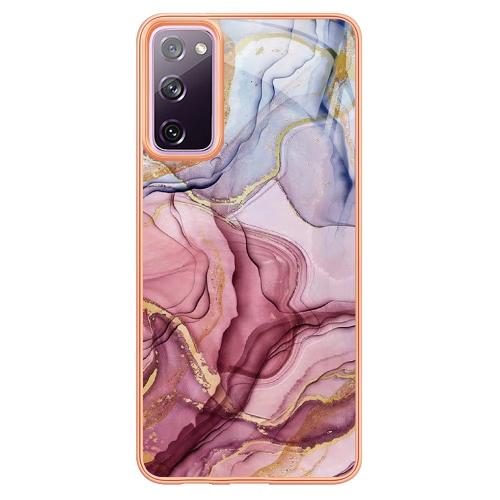 YB IMD Series-16 Style E for Samsung Galaxy S20 FE 4G / 5G / S20 FE 2022 / S20 Lite 2.0mm IMD Marble Pattern TPU Cover Back Protector Electroplating Phone Cover - Rose Gold