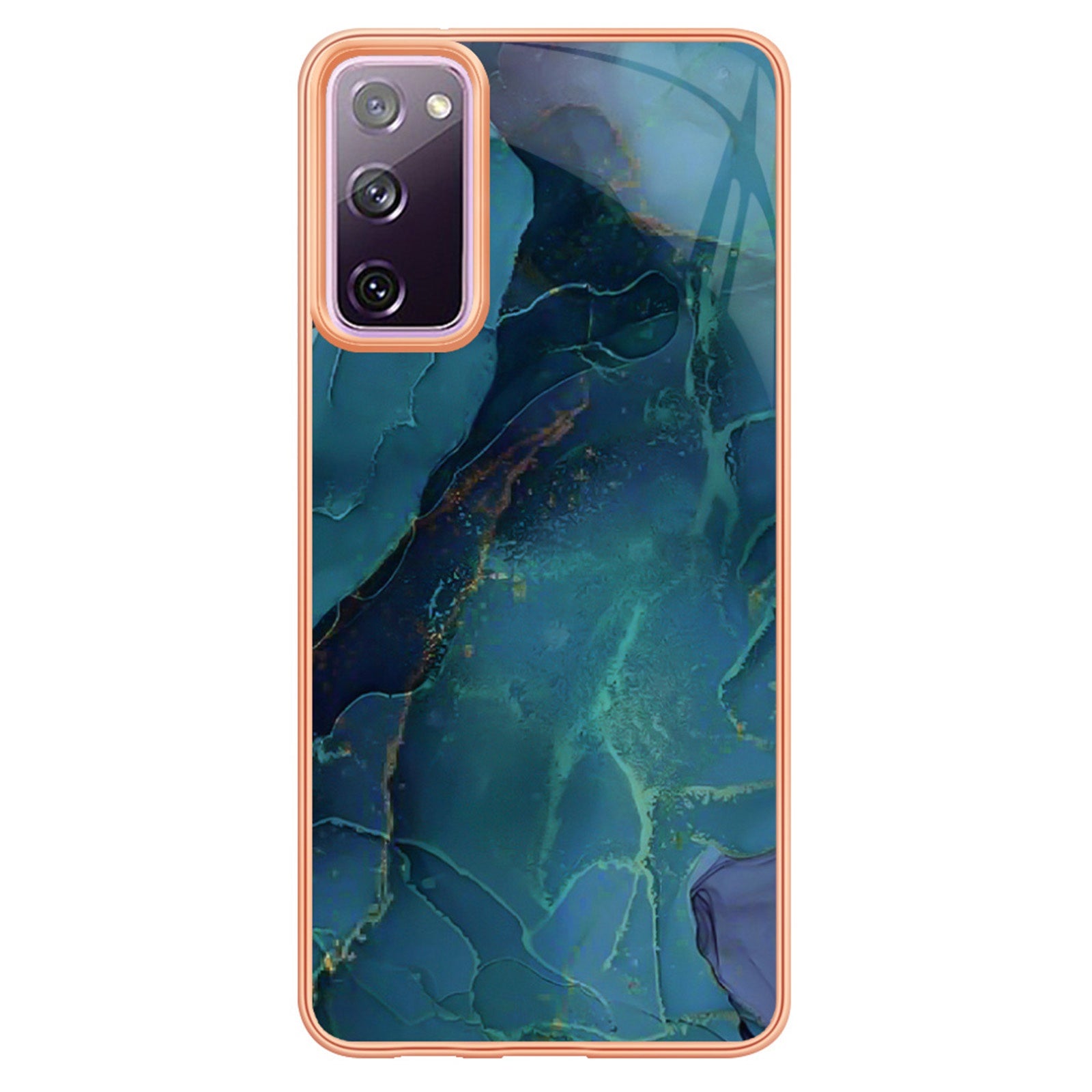 YB IMD Series-16 Style E for Samsung Galaxy S20 FE 4G / 5G / S20 FE 2022 / S20 Lite 2.0mm IMD Marble Pattern TPU Cover Back Protector Electroplating Phone Cover - Green