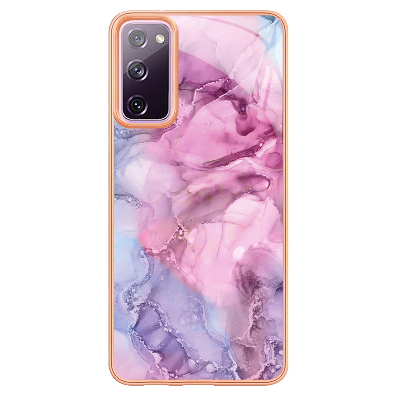 YB IMD Series-16 Style E for Samsung Galaxy S20 FE 4G / 5G / S20 FE 2022 / S20 Lite 2.0mm IMD Marble Pattern TPU Cover Back Protector Electroplating Phone Cover - Rose