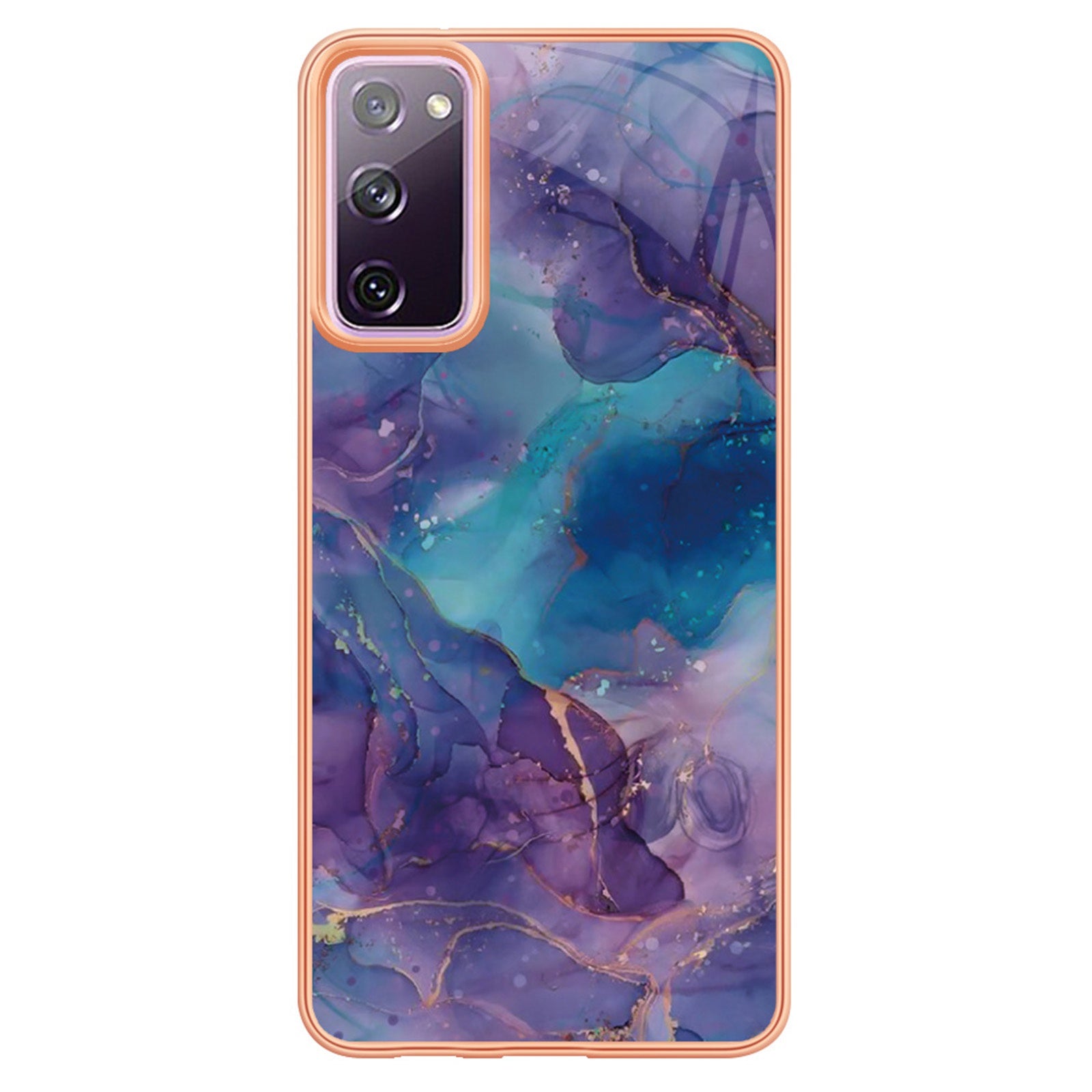 YB IMD Series-16 Style E for Samsung Galaxy S20 FE 4G / 5G / S20 FE 2022 / S20 Lite 2.0mm IMD Marble Pattern TPU Cover Back Protector Electroplating Phone Cover - Purple