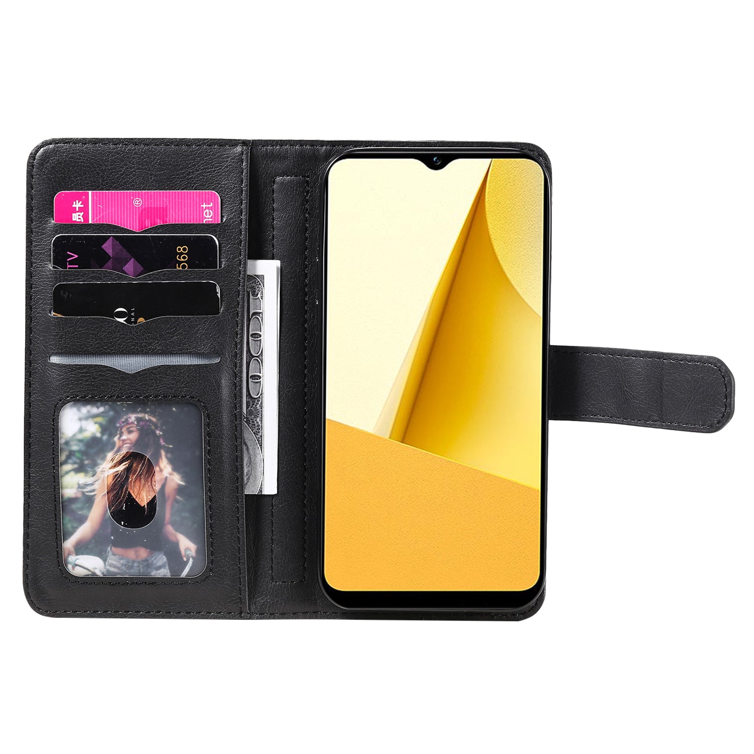 KT Multi-functional Series-1 Anti-fall Phone Case for vivo Y16 4G / Y02s 4G, PU Leather Wallet Stand Magnetic Clasp Phone Cover with 10 Card Slots - Black