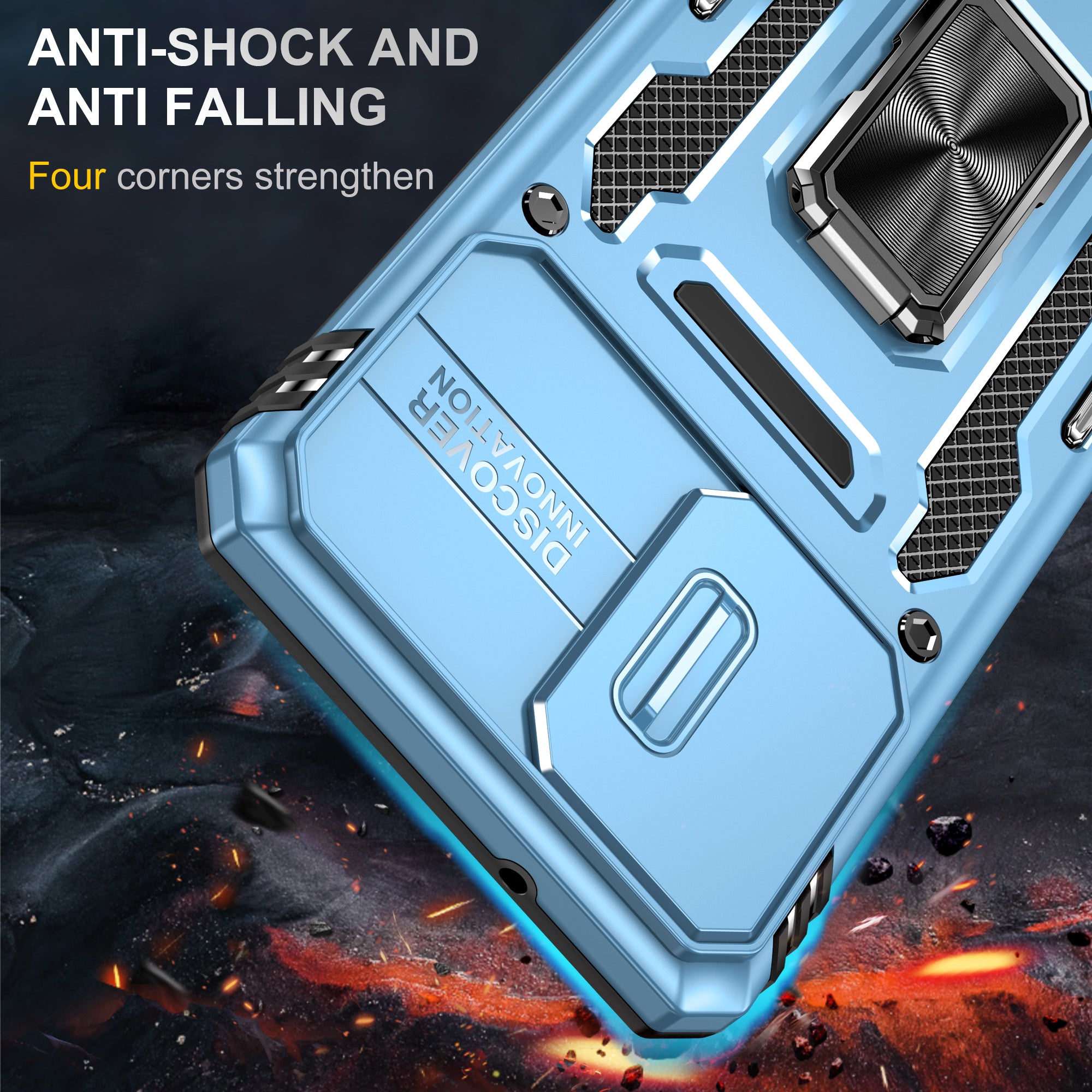 Armor Series for Samsung Galaxy S20 Plus 4G / 5G PC + TPU Anti-drop Phone Case Kickstand Back Cover with Slide Camera Protector - Sky Blue