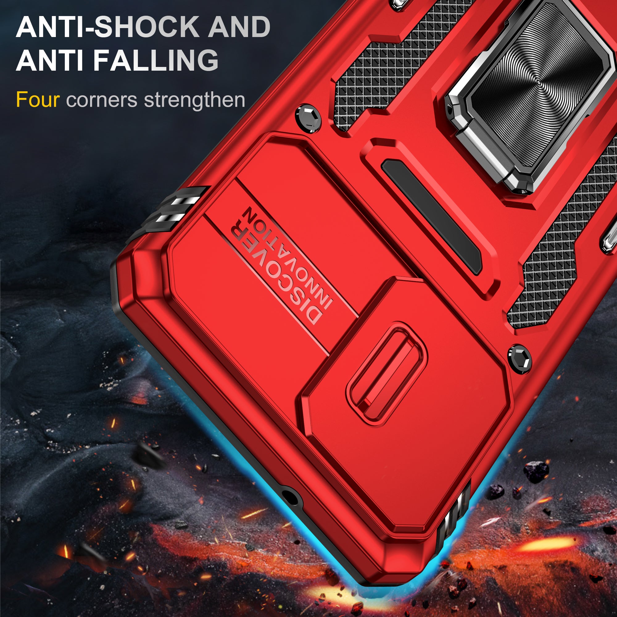 Armor Series for Samsung Galaxy S20 Plus 4G / 5G PC + TPU Anti-drop Phone Case Kickstand Back Cover with Slide Camera Protector - Red