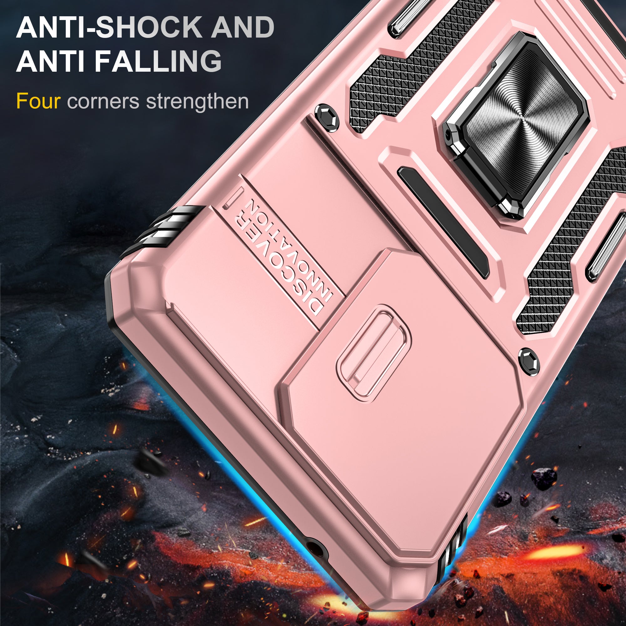 Armor Series for Samsung Galaxy S20 Ultra Kickstand PC + TPU Hybrid Cover Protective Phone Case with Slide Camera Protector - Rose Gold