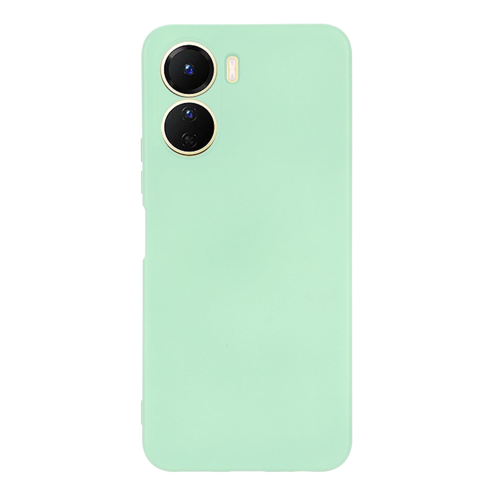 For vivo Y16 4G Phone Case, Liquid Silicone + Soft Lining Protective Back Cover with Strap - Green