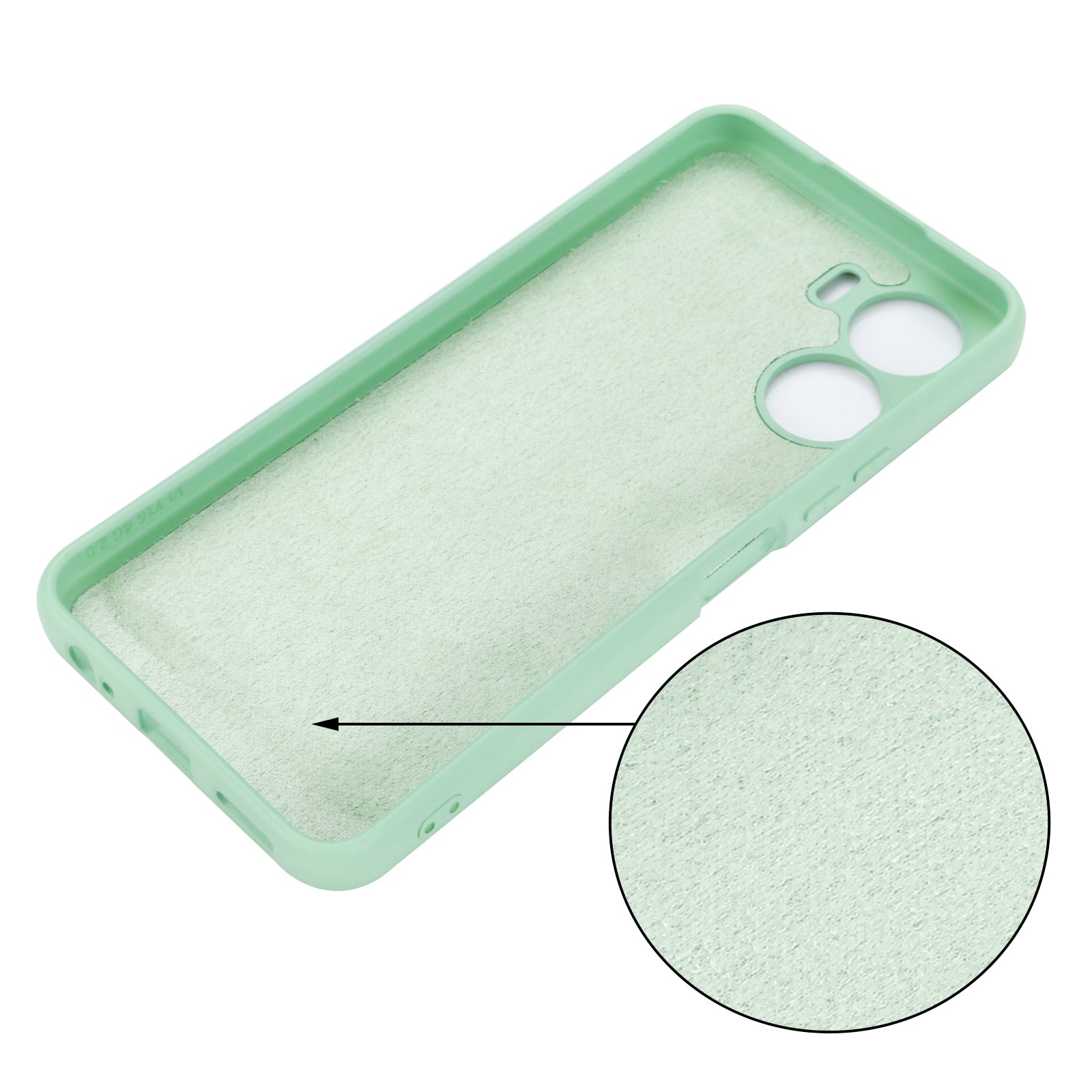 For vivo Y16 4G Phone Case, Liquid Silicone + Soft Lining Protective Back Cover with Strap - Green