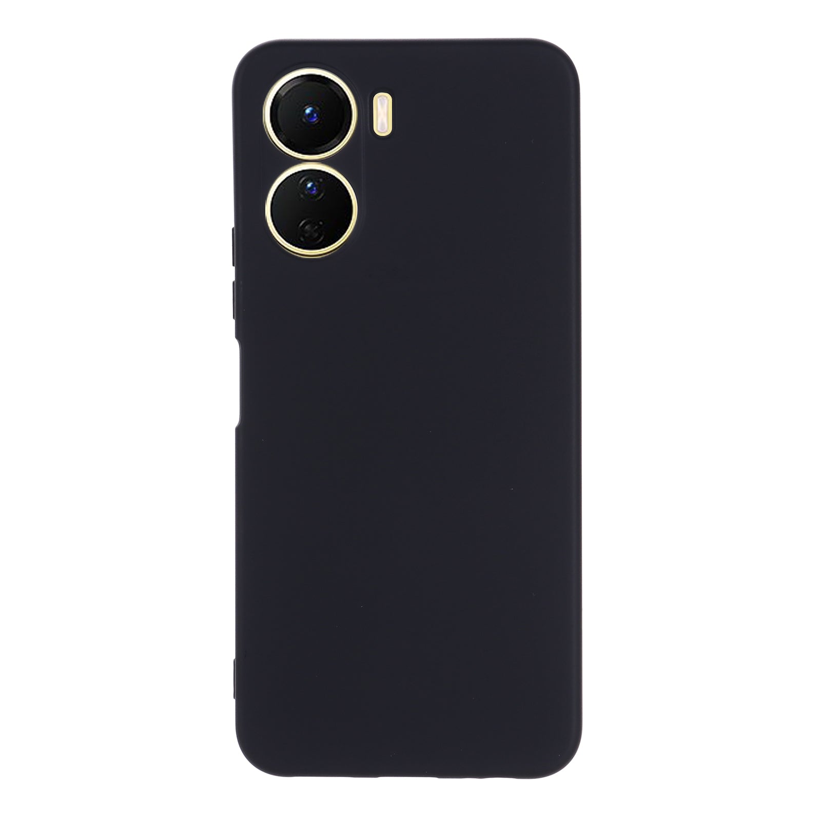 For vivo Y16 4G Phone Case, Liquid Silicone + Soft Lining Protective Back Cover with Strap - Black