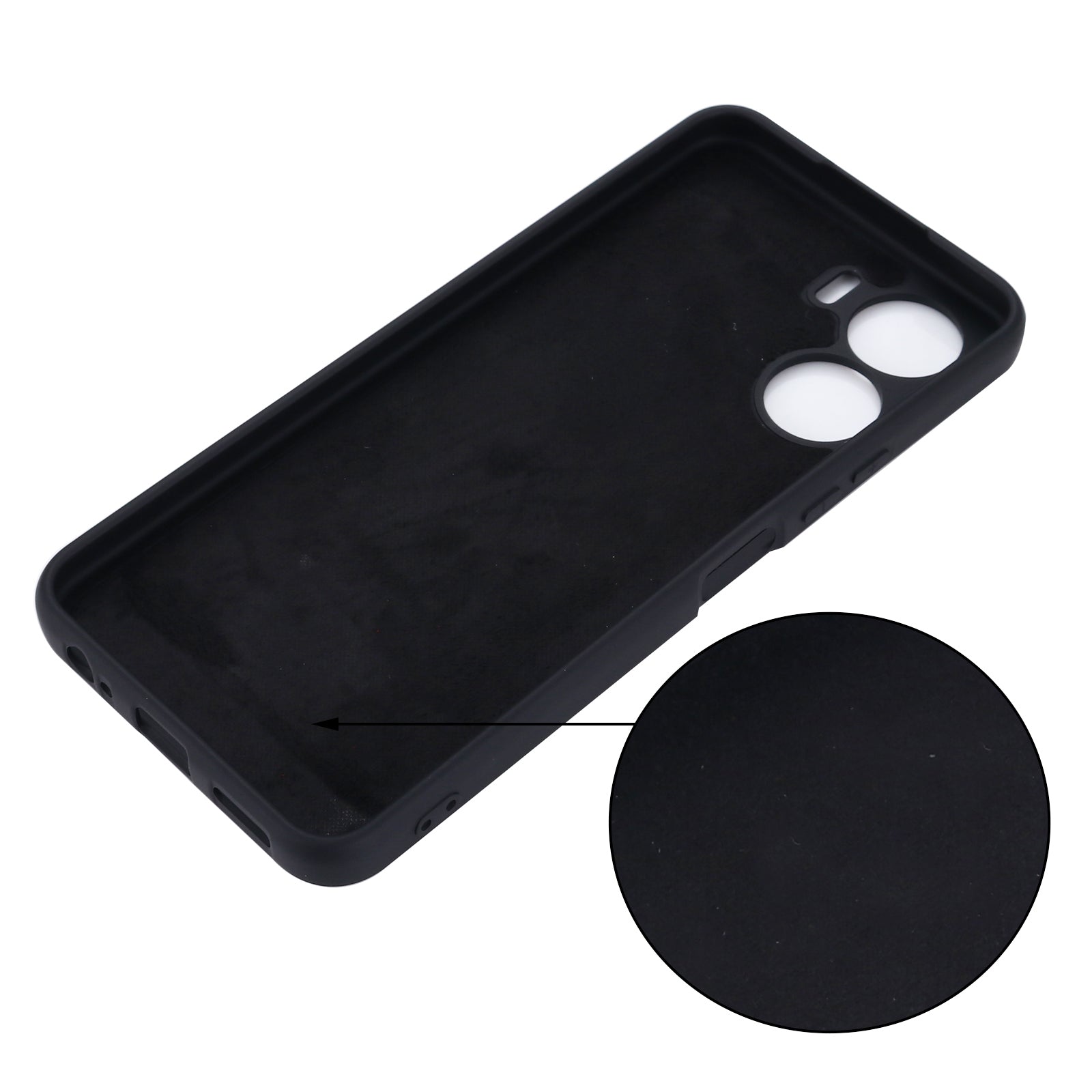 For vivo Y16 4G Phone Case, Liquid Silicone + Soft Lining Protective Back Cover with Strap - Black