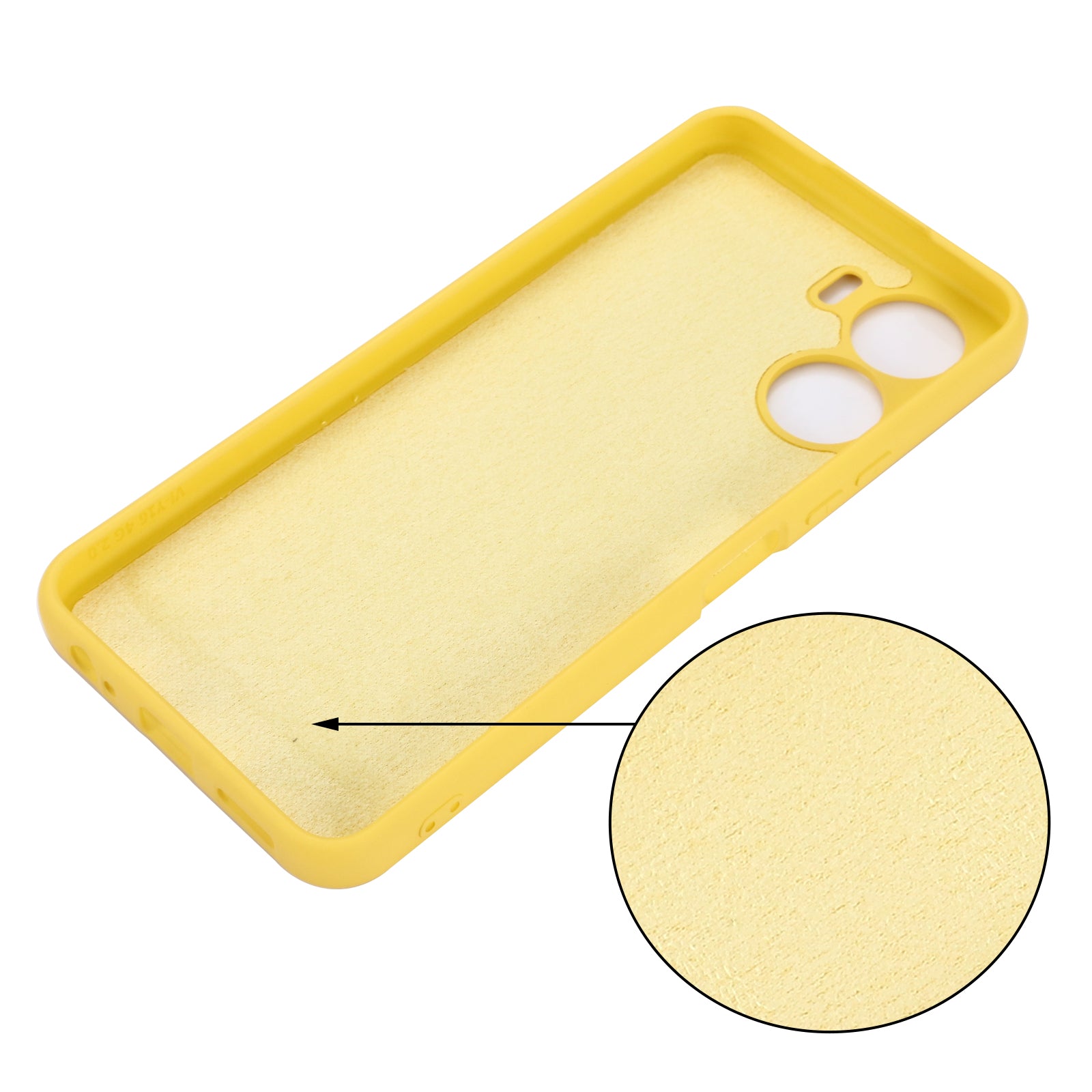 For vivo Y16 4G Phone Case, Liquid Silicone + Soft Lining Protective Back Cover with Strap - Yellow