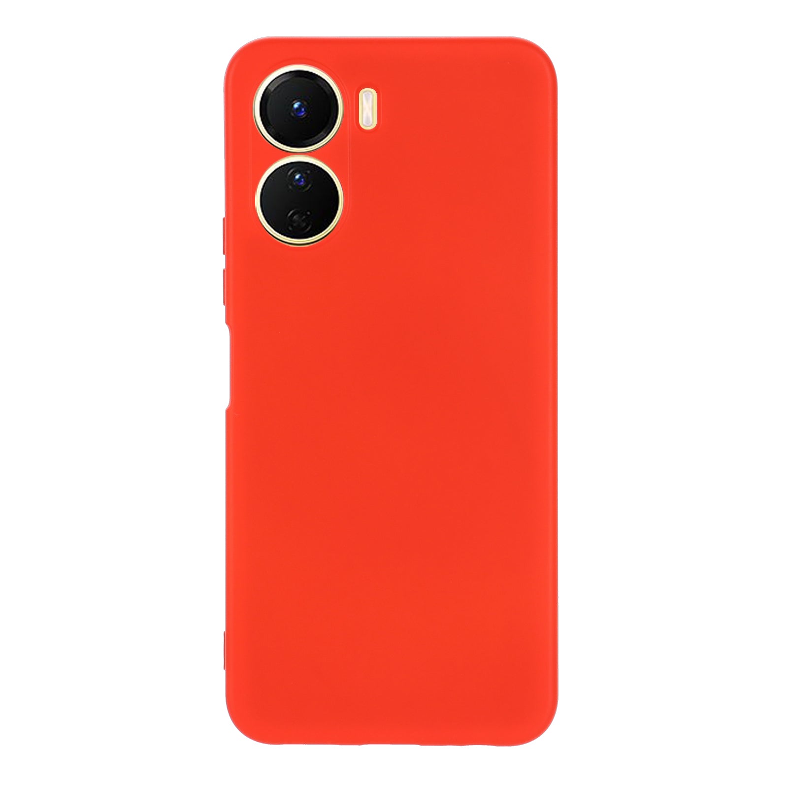 For vivo Y16 4G Phone Case, Liquid Silicone + Soft Lining Protective Back Cover with Strap - Red