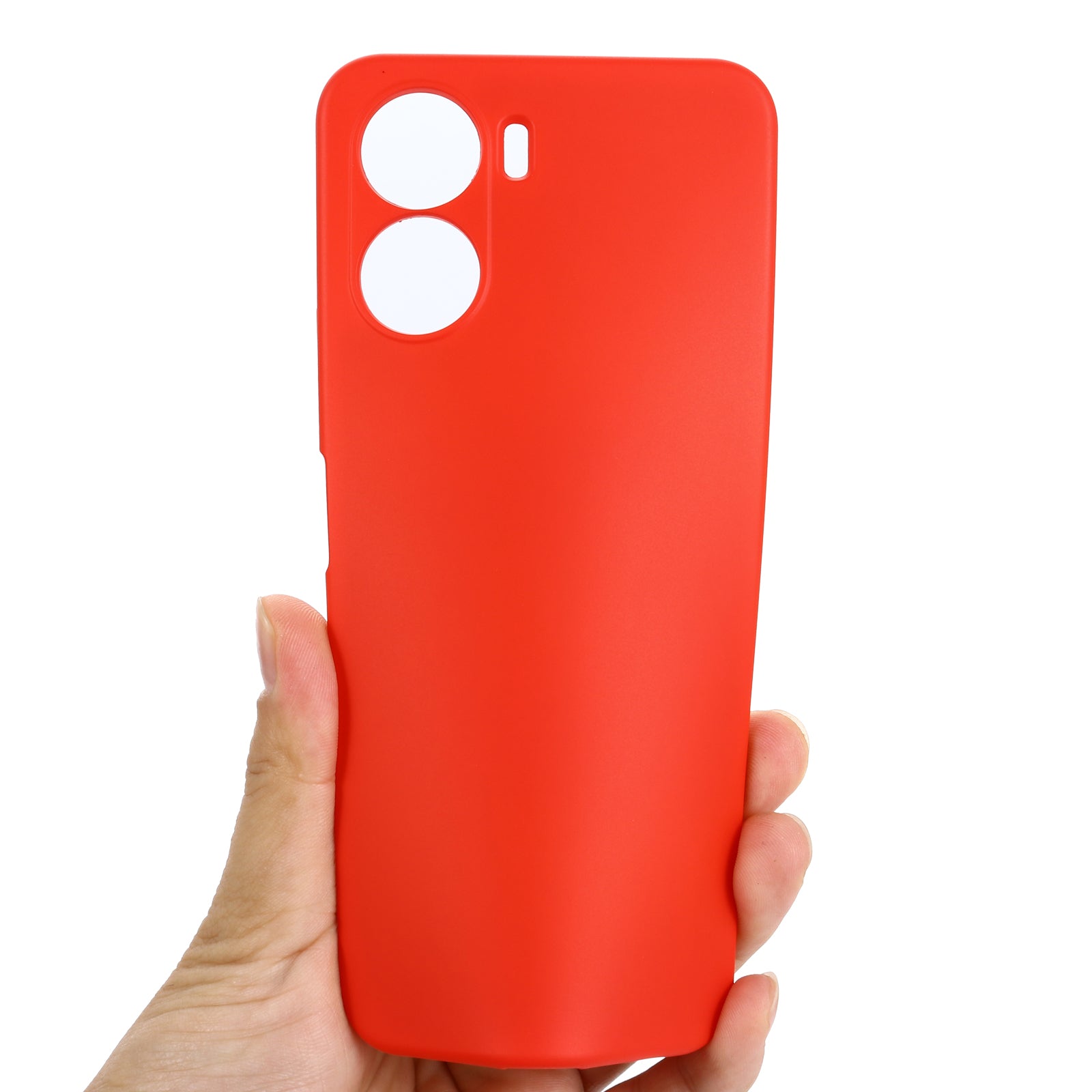 For vivo Y16 4G Phone Case, Liquid Silicone + Soft Lining Protective Back Cover with Strap - Red