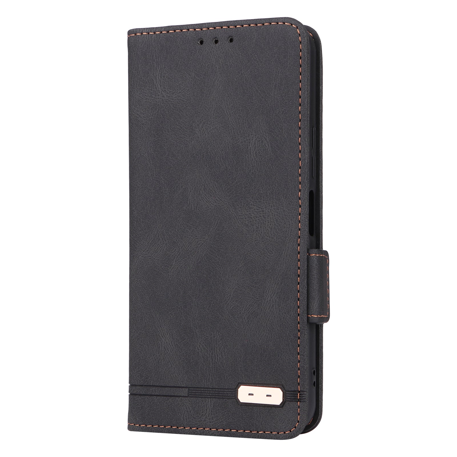 For vivo Y16 4G PU Leather Anti-drop Case Hardware Decor Dual Magnetic Clasp Wallet Stand Phone Cover - Black