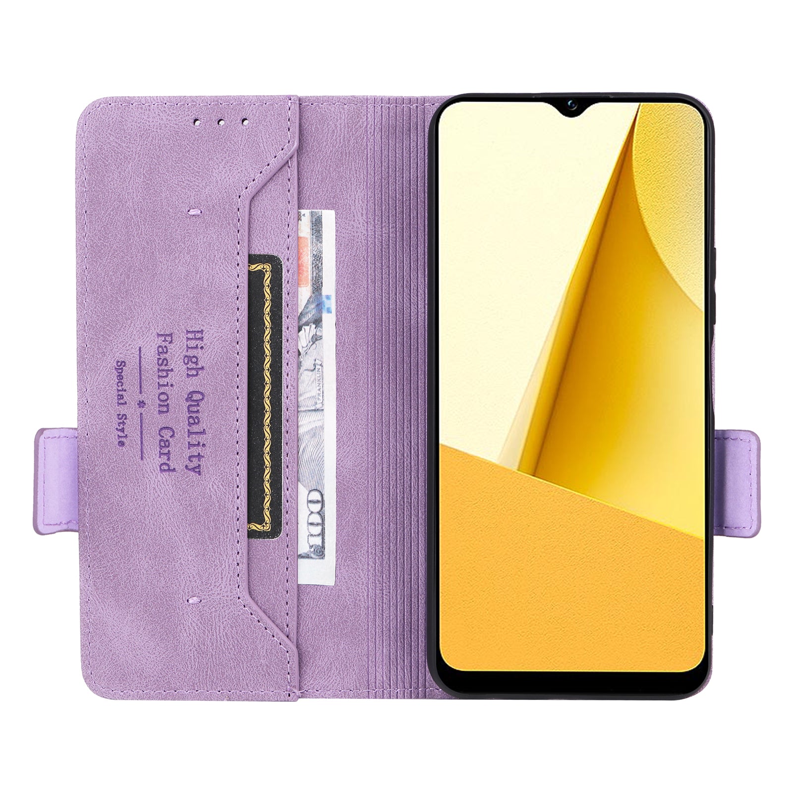 For vivo Y16 4G PU Leather Anti-drop Case Hardware Decor Dual Magnetic Clasp Wallet Stand Phone Cover - Purple