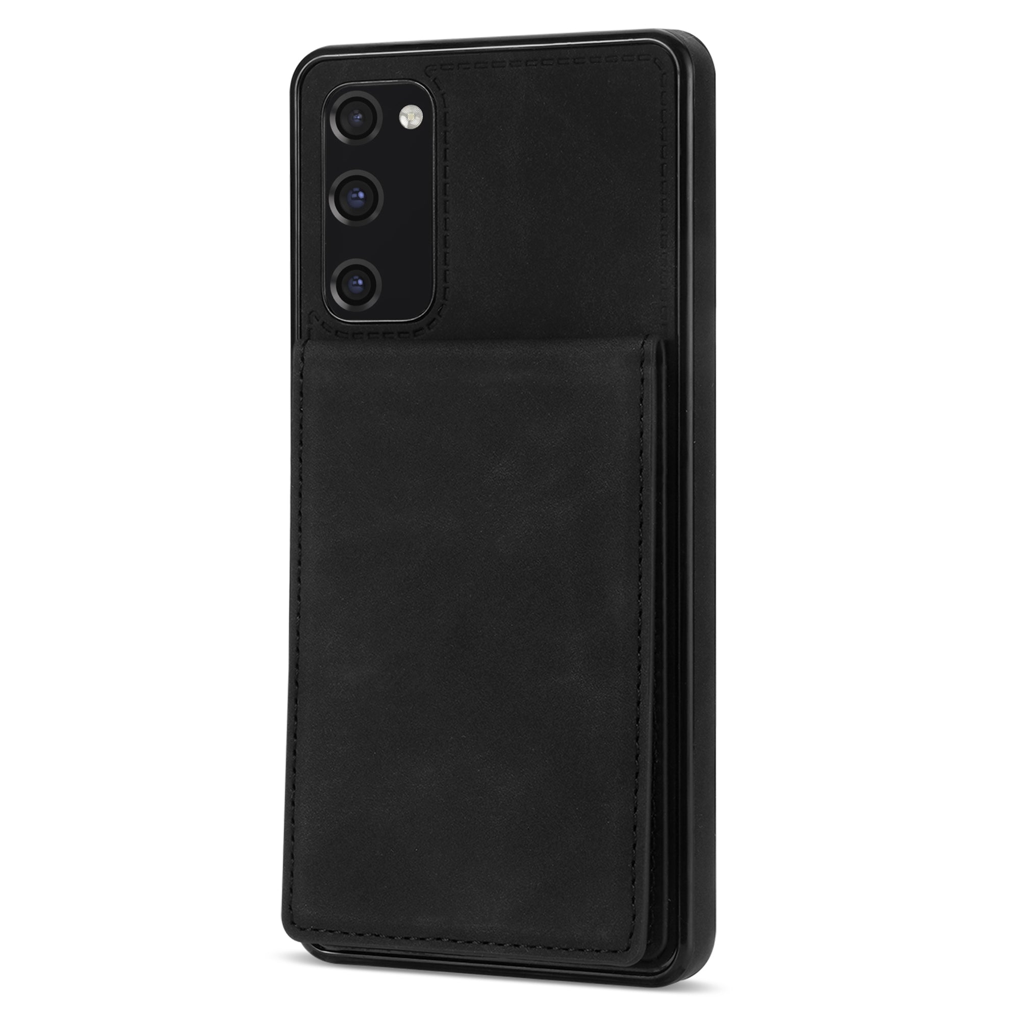 Back Cover for Samsung Galaxy S20 FE 4G / 5G / FE 2022 / S20 Lite, Solid Color Kickstand Phone Case RFID Blocking Multiple Card Slots Vertical Flip PU Leather Coated TPU Shell - Black