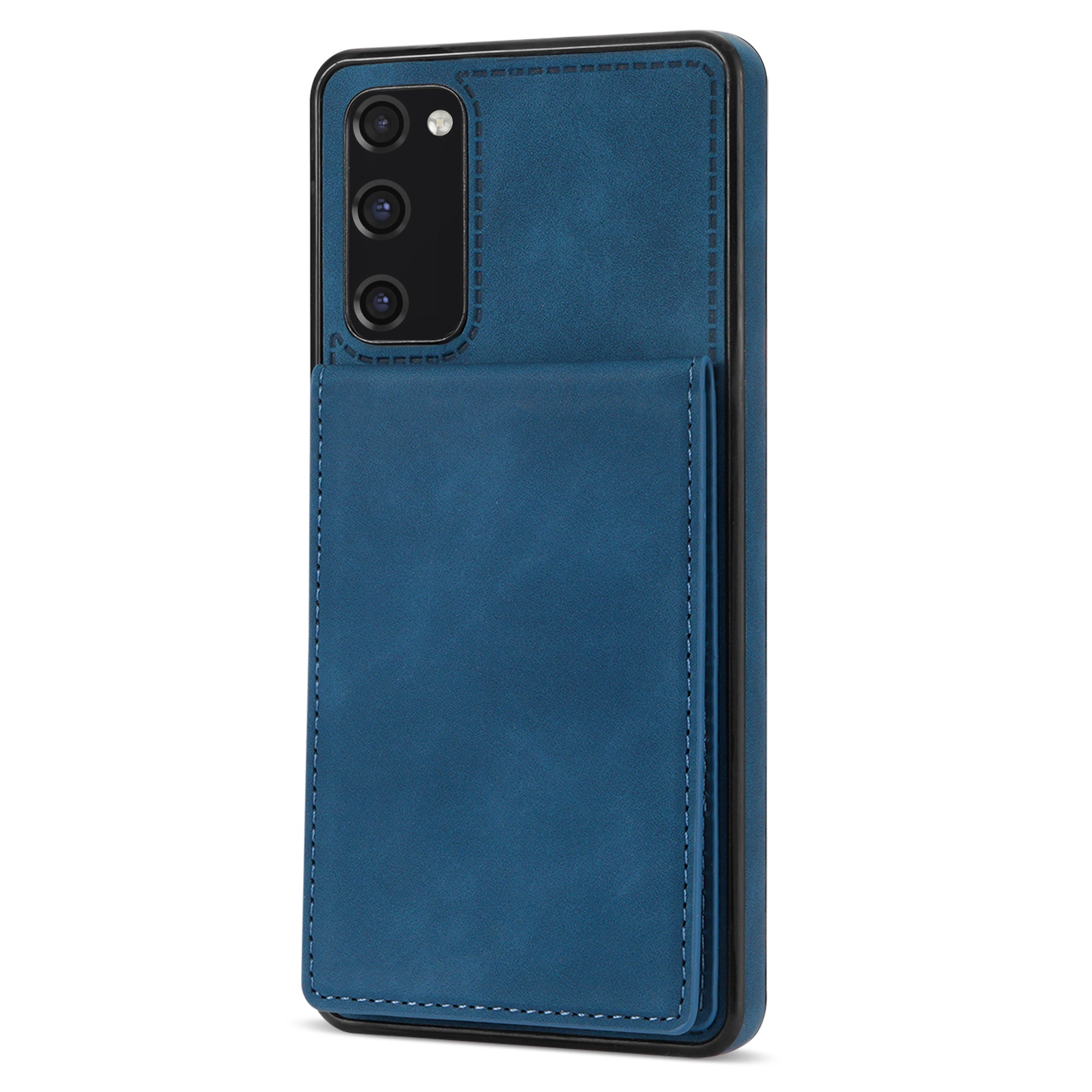 Back Cover for Samsung Galaxy S20 FE 4G / 5G / FE 2022 / S20 Lite, Solid Color Kickstand Phone Case RFID Blocking Multiple Card Slots Vertical Flip PU Leather Coated TPU Shell - Blue