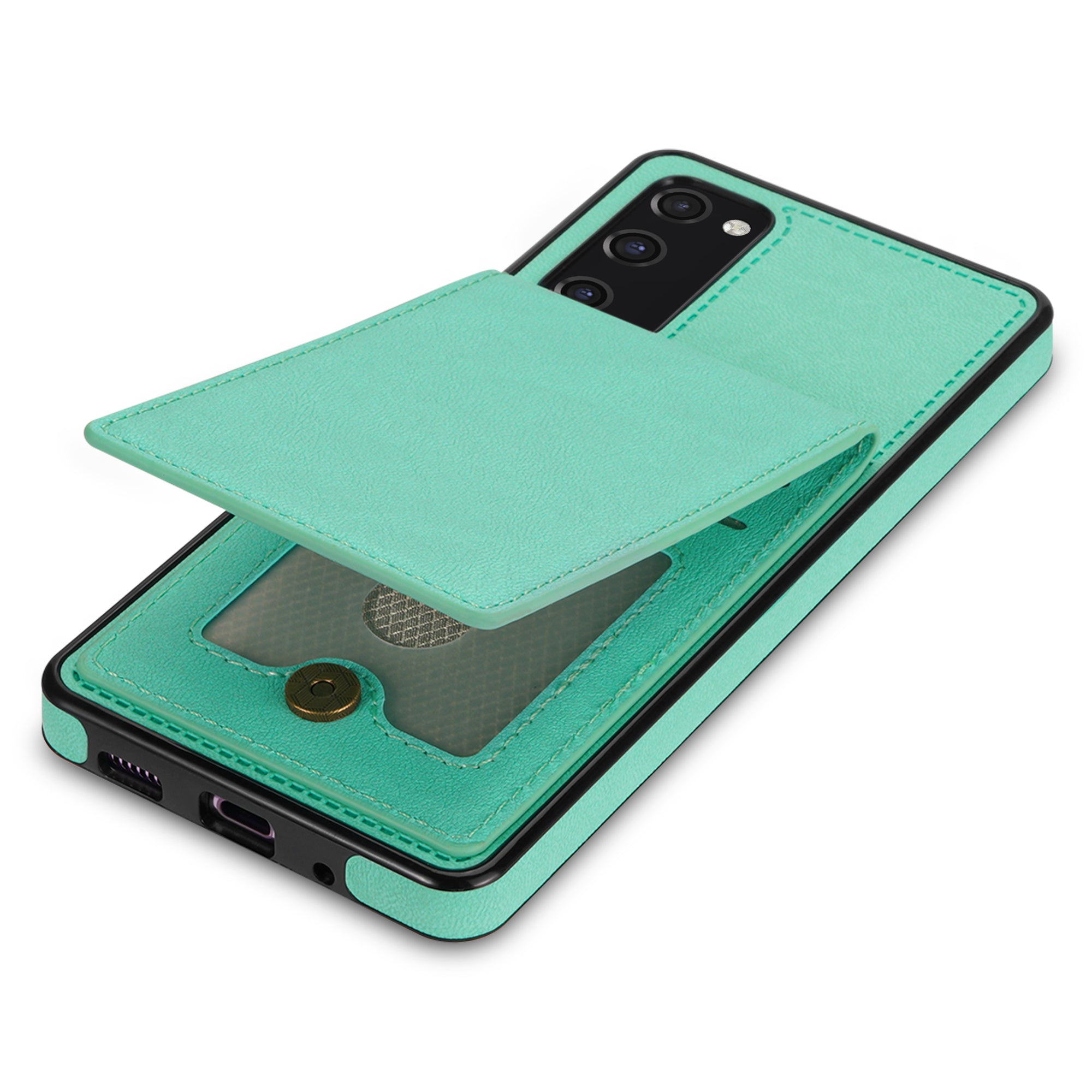 Back Cover for Samsung Galaxy S20 FE 4G / 5G / FE 2022 / S20 Lite, Solid Color Kickstand Phone Case RFID Blocking Multiple Card Slots Vertical Flip PU Leather Coated TPU Shell - Fluorescent Green