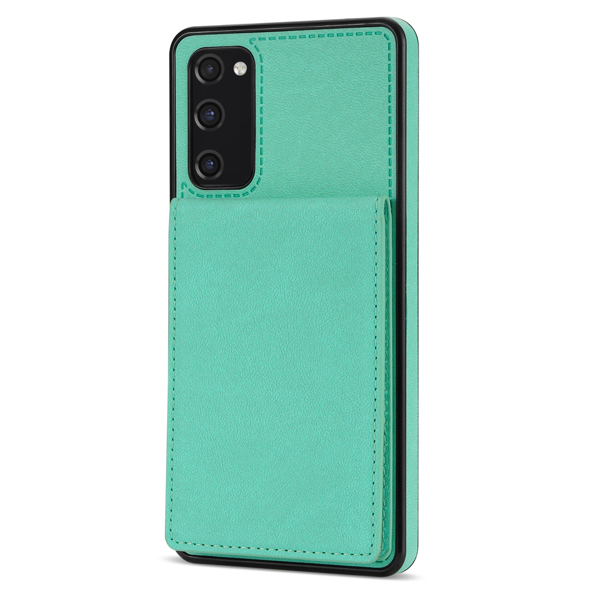 Back Cover for Samsung Galaxy S20 FE 4G / 5G / FE 2022 / S20 Lite, Solid Color Kickstand Phone Case RFID Blocking Multiple Card Slots Vertical Flip PU Leather Coated TPU Shell - Fluorescent Green