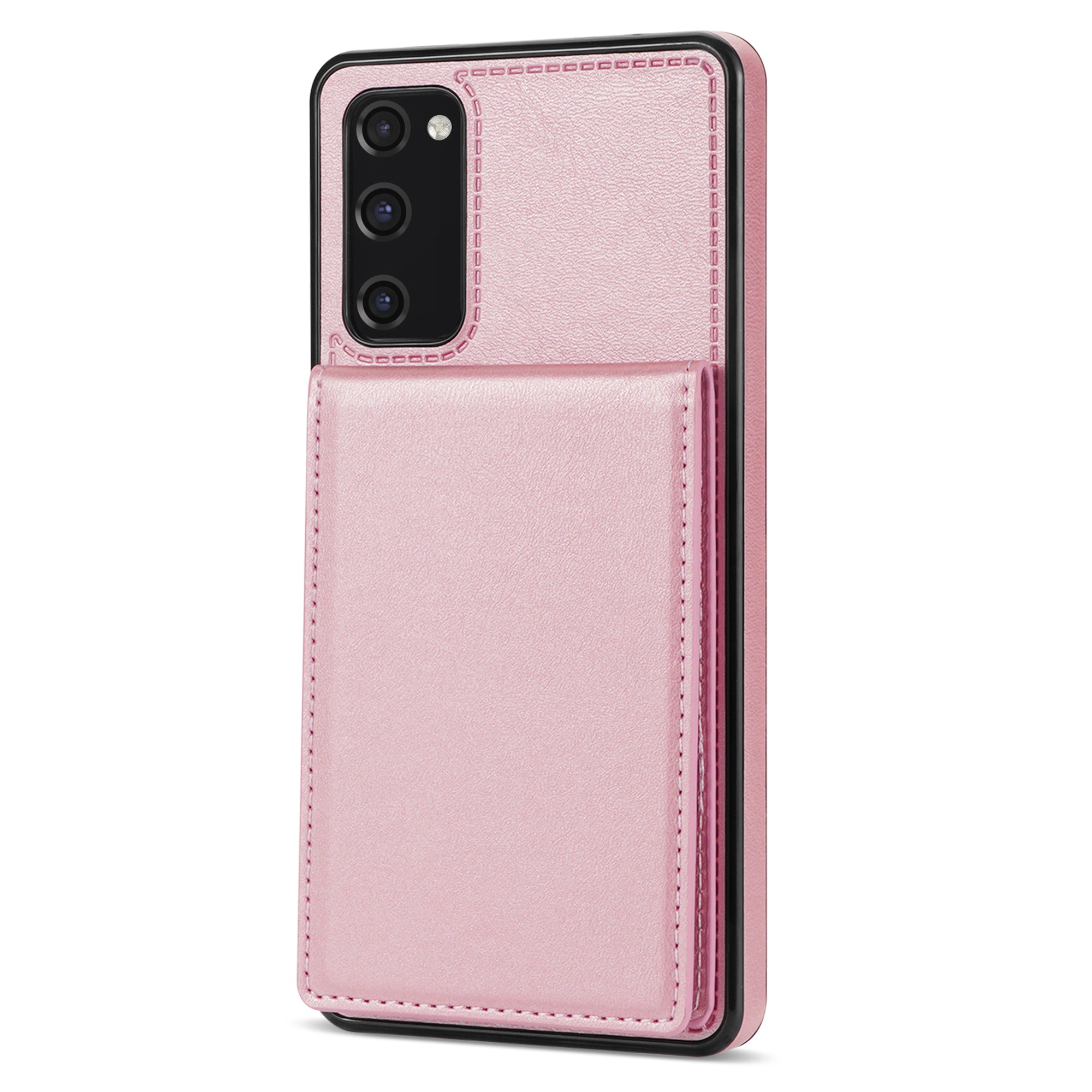 Back Cover for Samsung Galaxy S20 FE 4G / 5G / FE 2022 / S20 Lite, Solid Color Kickstand Phone Case RFID Blocking Multiple Card Slots Vertical Flip PU Leather Coated TPU Shell - Rose Gold