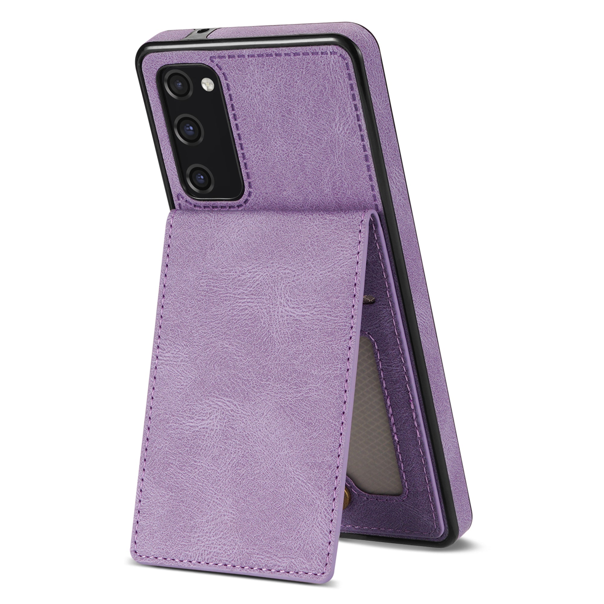 Back Cover for Samsung Galaxy S20 FE 4G / 5G / FE 2022 / S20 Lite, Solid Color Kickstand Phone Case RFID Blocking Multiple Card Slots Vertical Flip PU Leather Coated TPU Shell - Purple