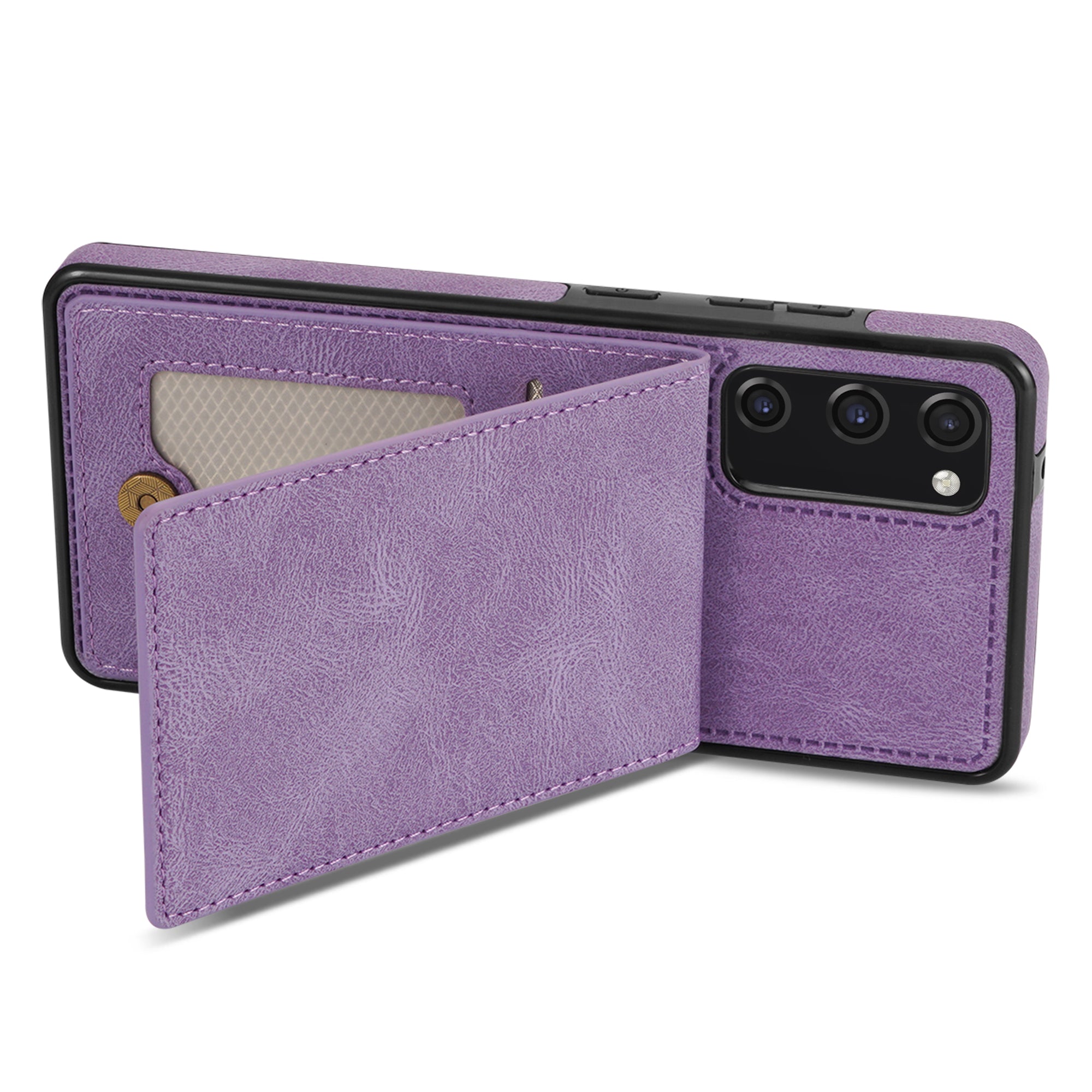 Back Cover for Samsung Galaxy S20 FE 4G / 5G / FE 2022 / S20 Lite, Solid Color Kickstand Phone Case RFID Blocking Multiple Card Slots Vertical Flip PU Leather Coated TPU Shell - Purple