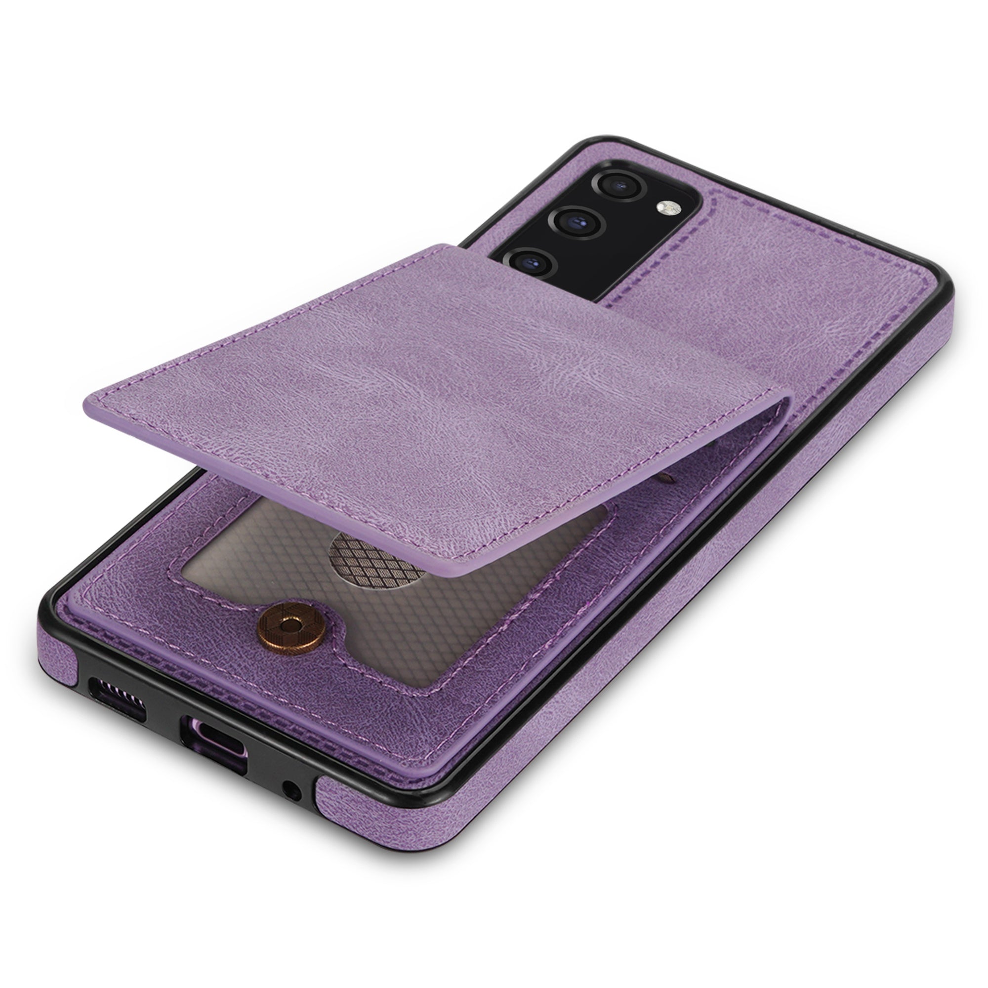 Back Cover for Samsung Galaxy S20 FE 4G / 5G / FE 2022 / S20 Lite, Solid Color Kickstand Phone Case RFID Blocking Multiple Card Slots Vertical Flip PU Leather Coated TPU Shell - Purple